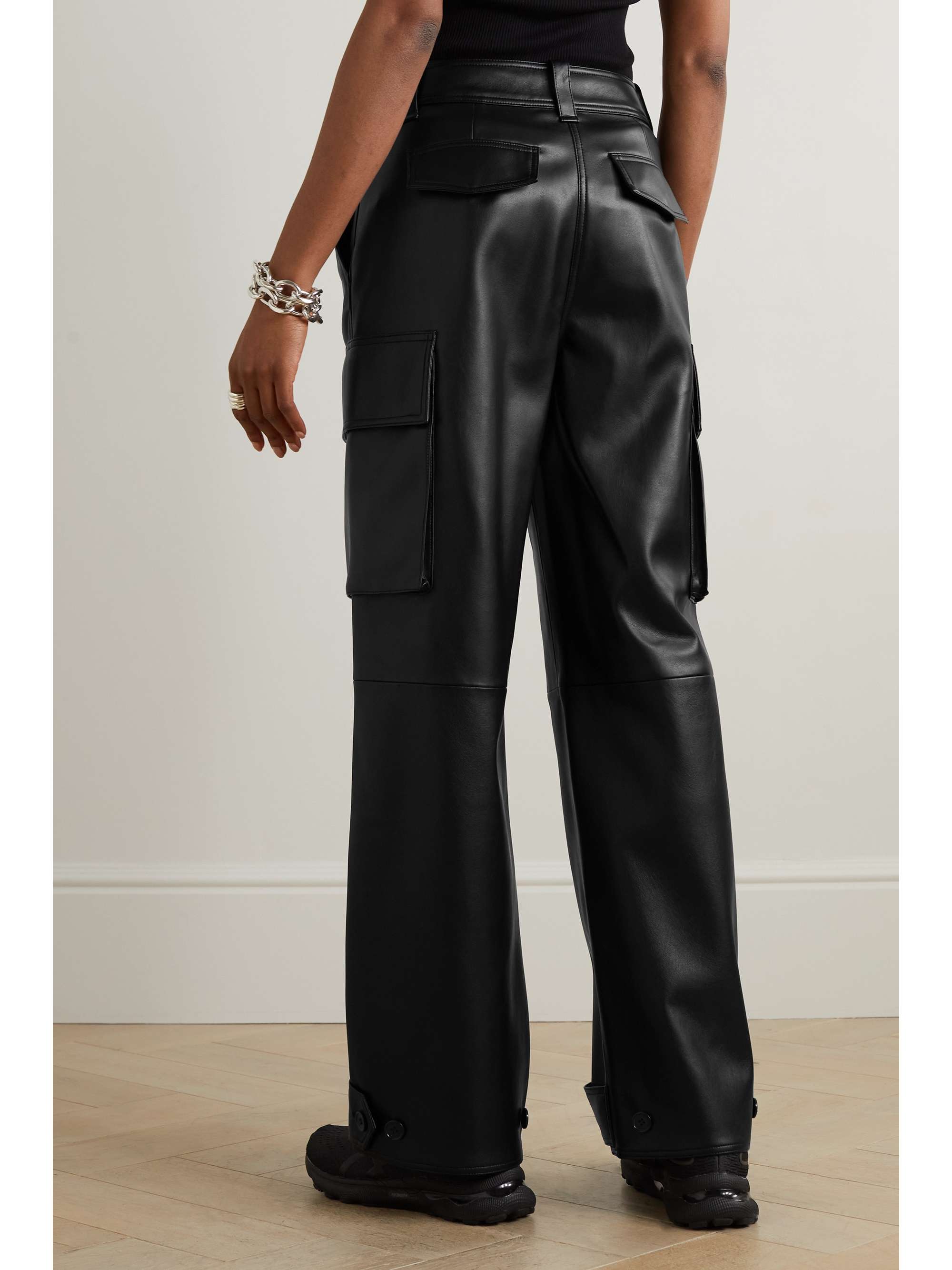 STAND STUDIO Asha faux leather wideleg cargo pants NETAPORTER
