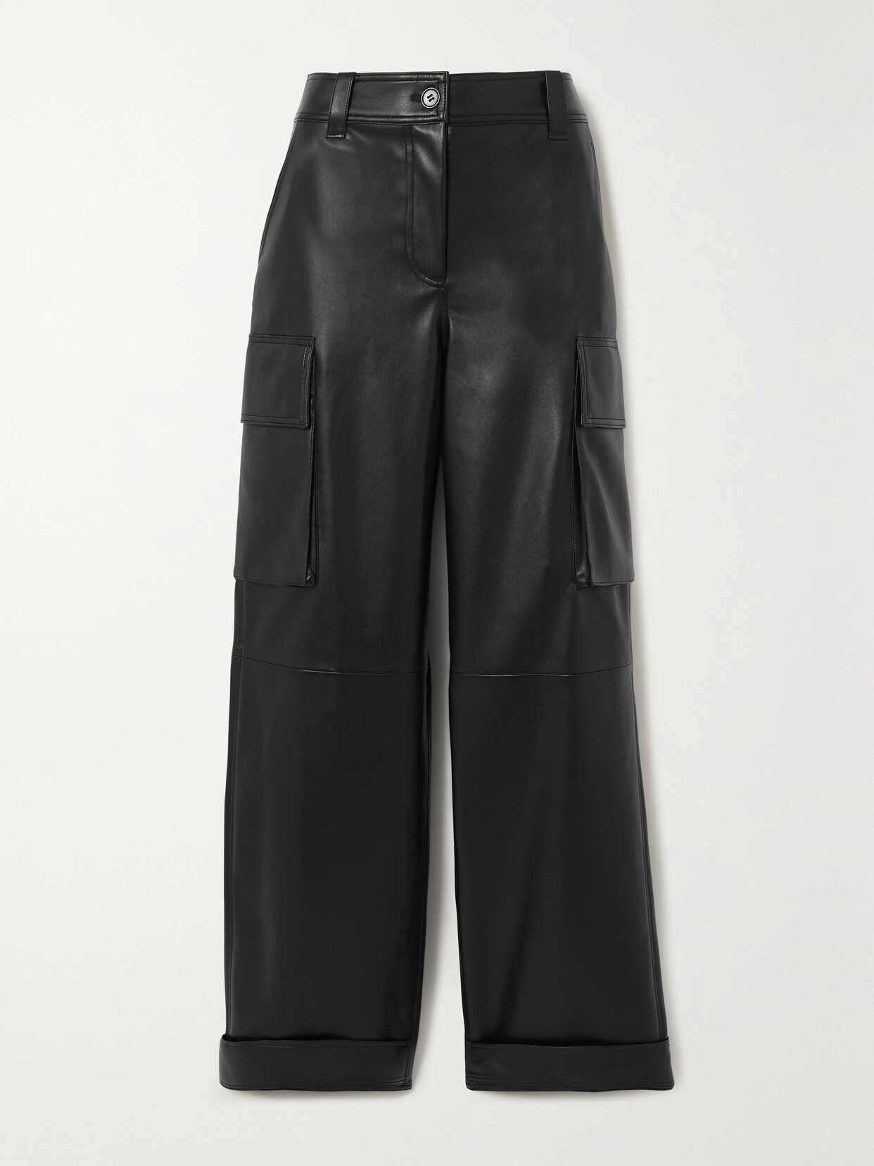 Stand Studio - Asha Faux Leather Wide-leg Cargo Pants - Black