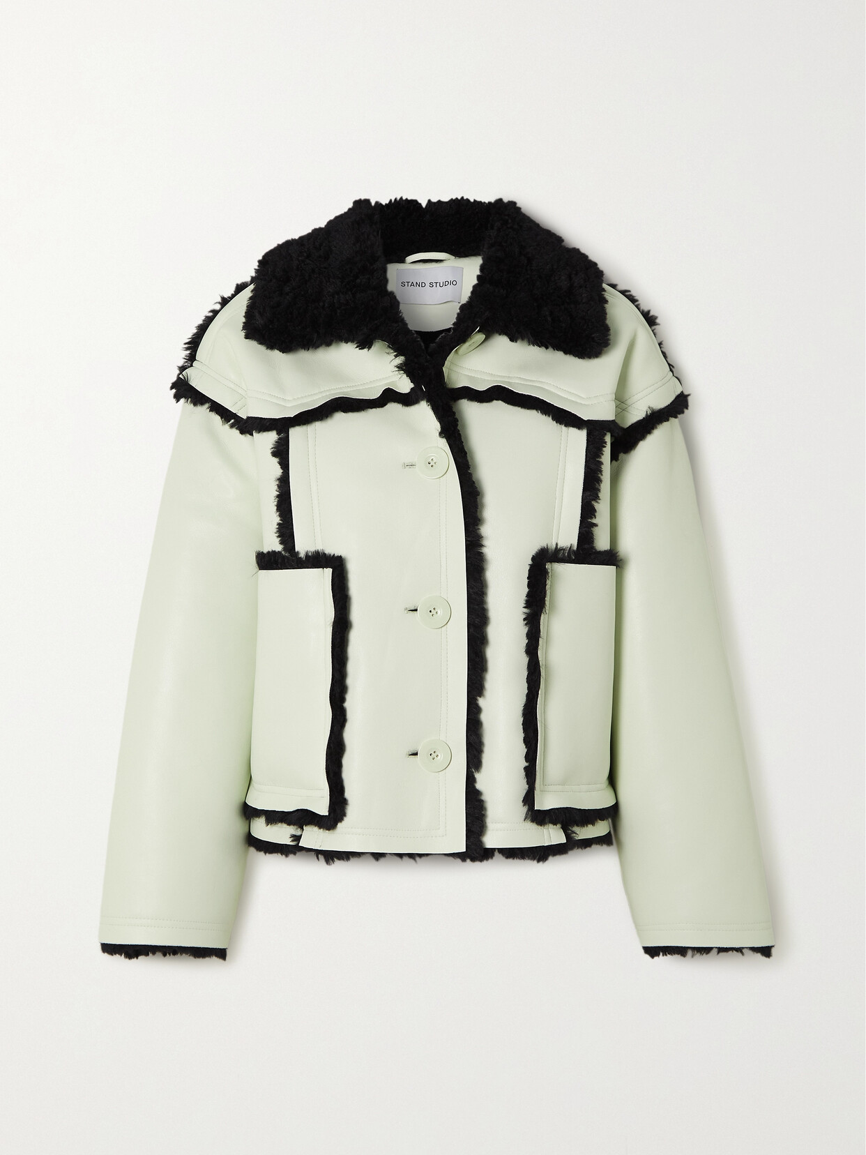 Stand Studio - Callie Faux Fur-trimmed Faux Leather Jacket - Green