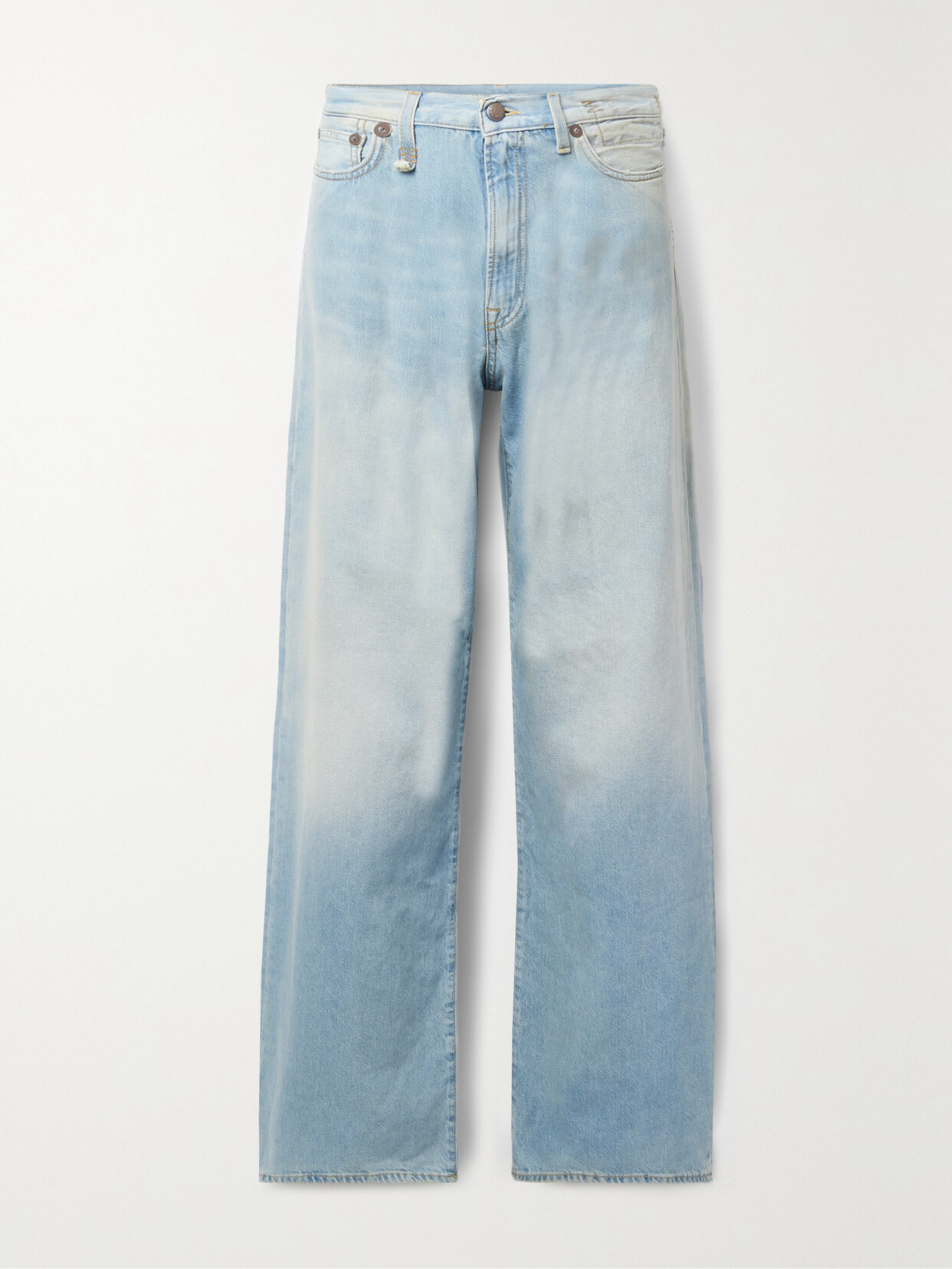 R13 - Damon Distressed Mid-rise Wide-leg Jeans - Blue