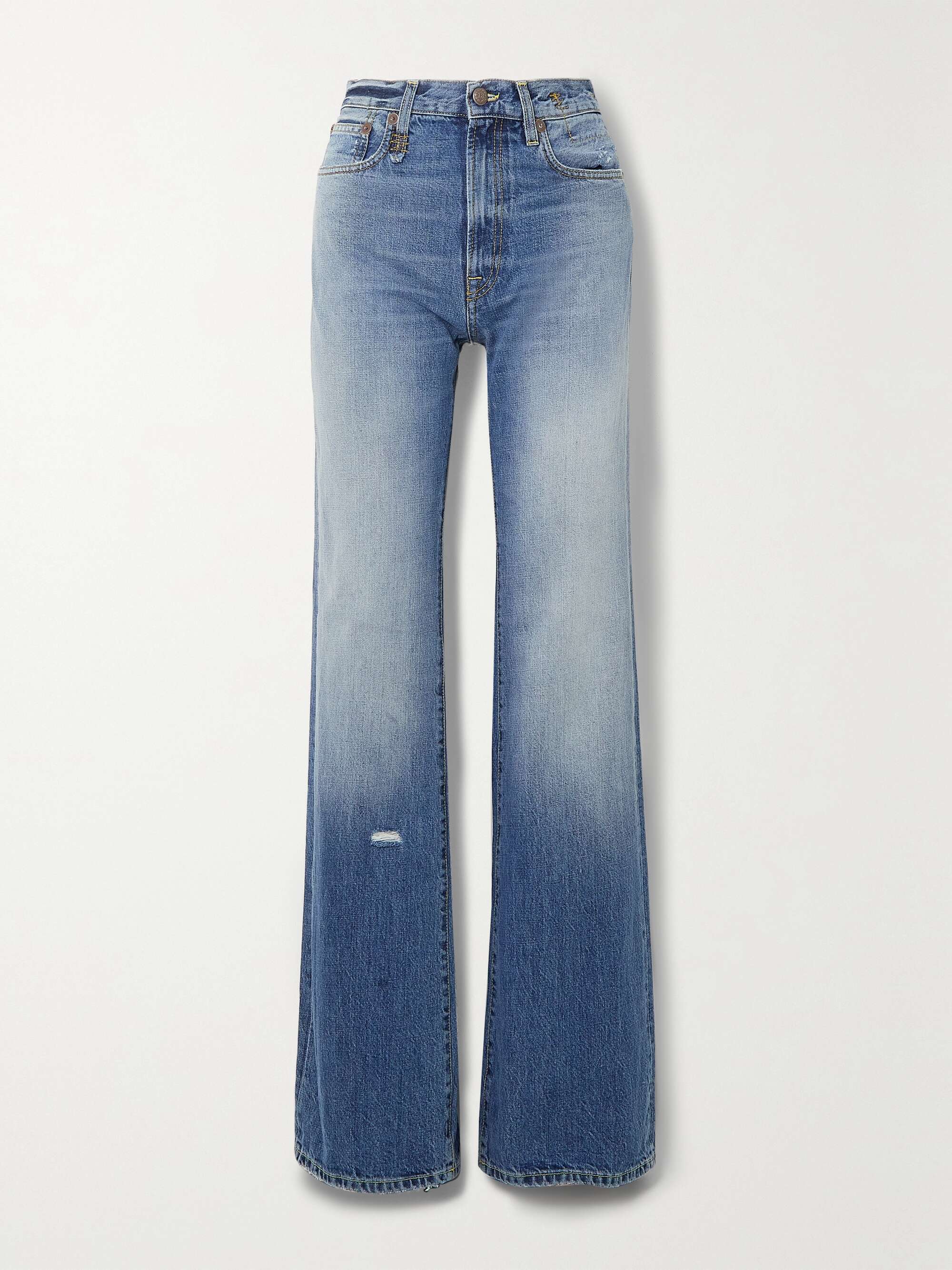 R13 Jane distressed high rise wide leg jeans NET A PORTER