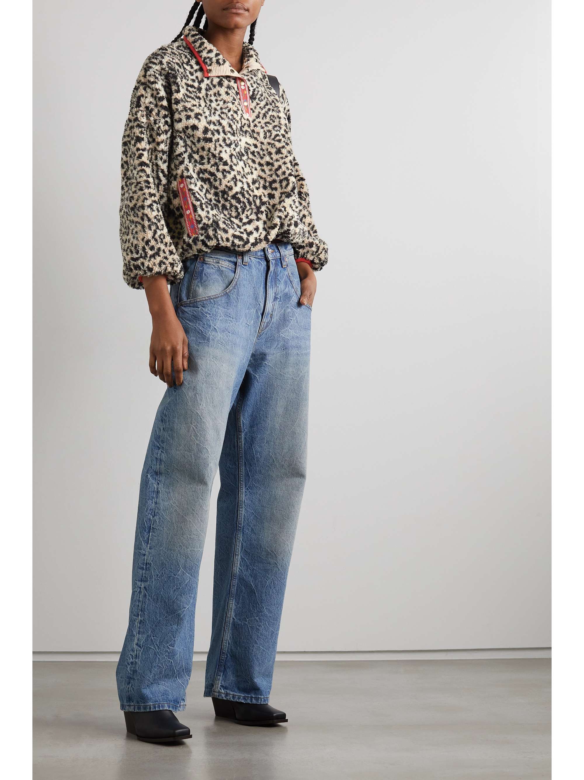 THE GREAT. The Country Side leopard-print fleece sweatshirt