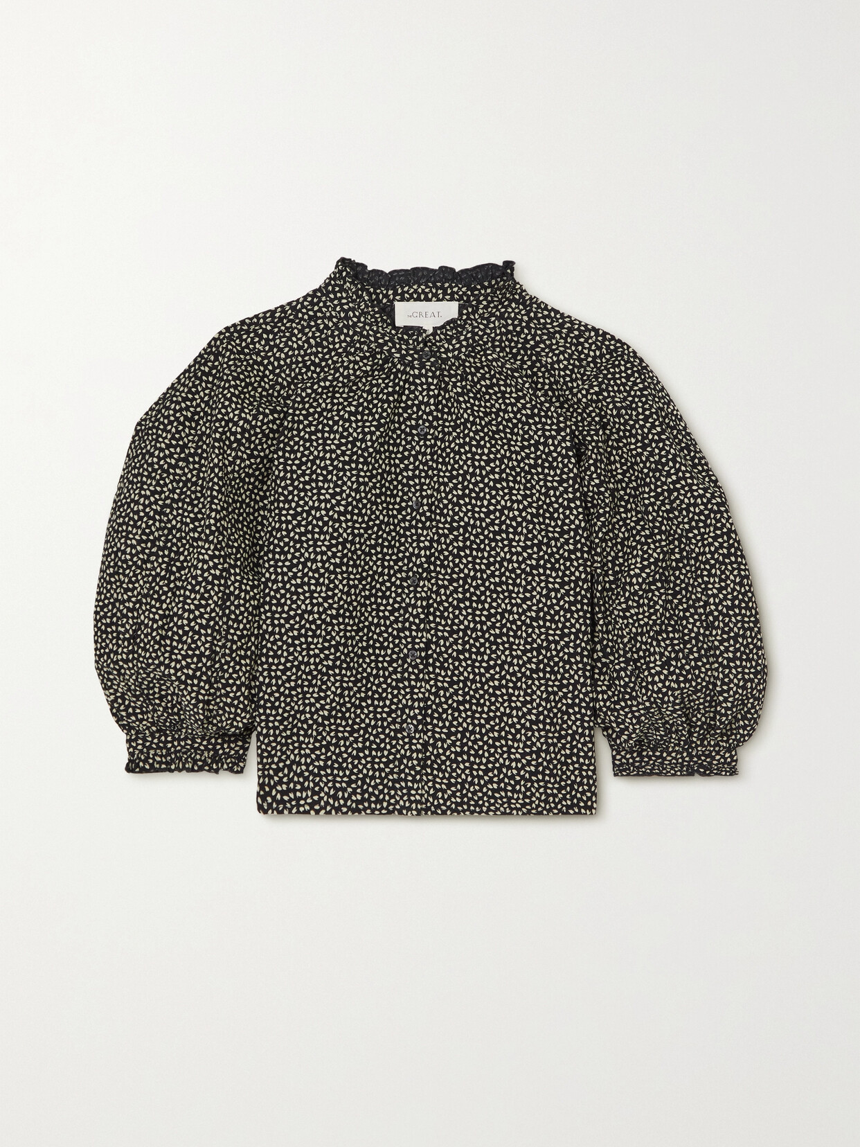 THE GREAT. - The Boutonniere Printed Cotton-twill Top - Black
