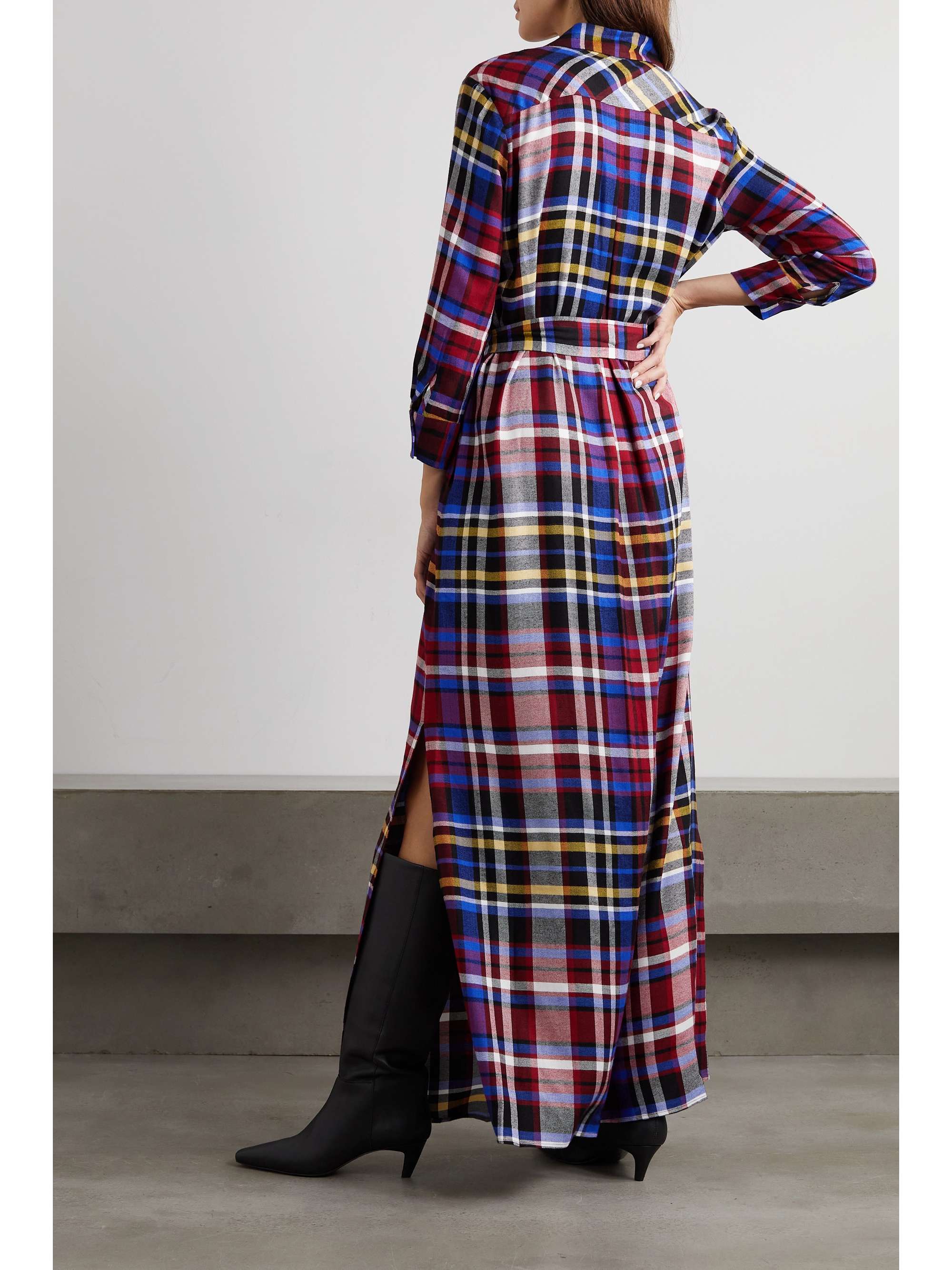 L'AGENCE Cameron belted plaid jersey maxi shirt dress | NET-A-PORTER