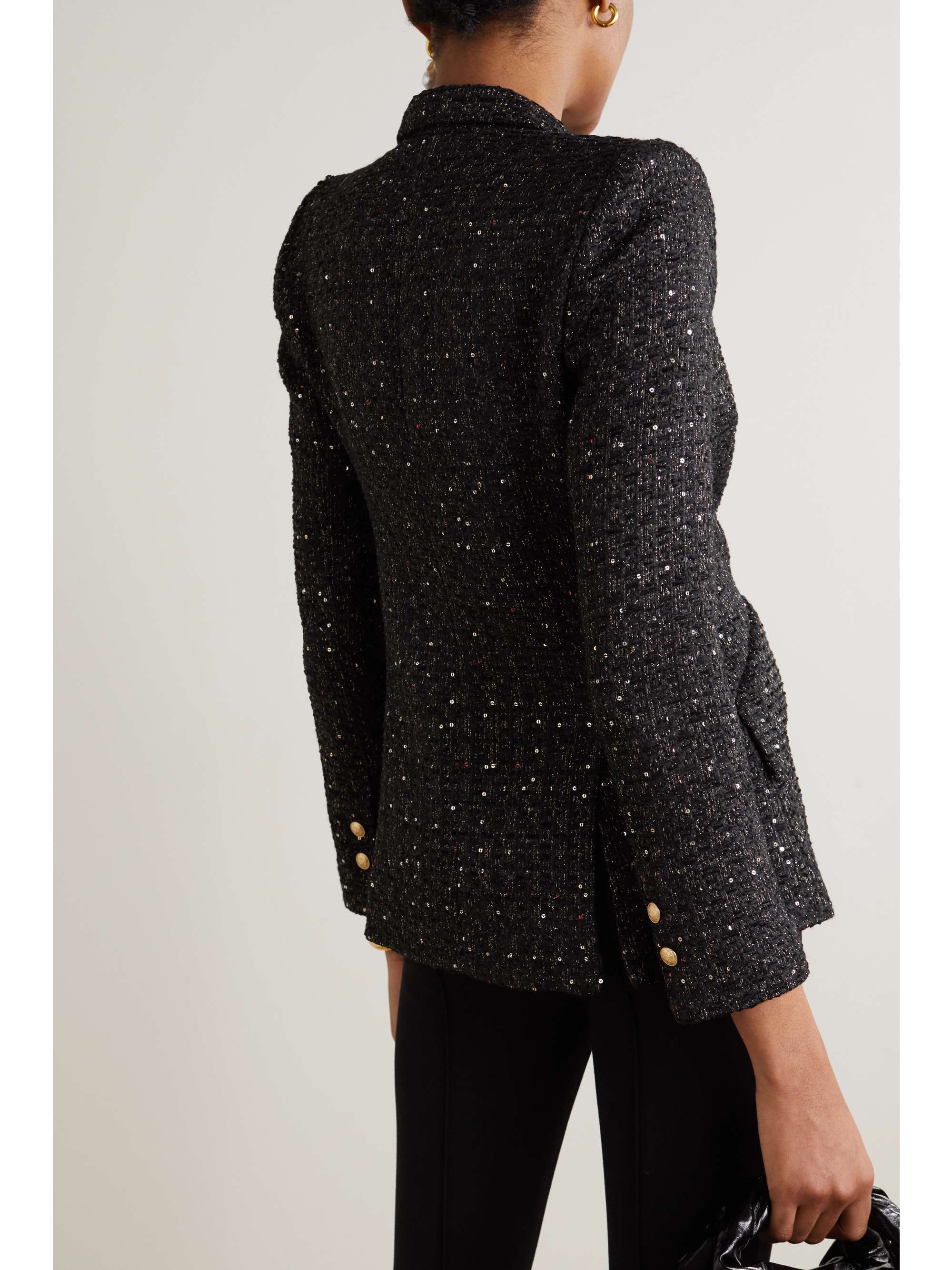 L'AGENCE Chamberlain sequinembellished metallic tweed blazer NETA