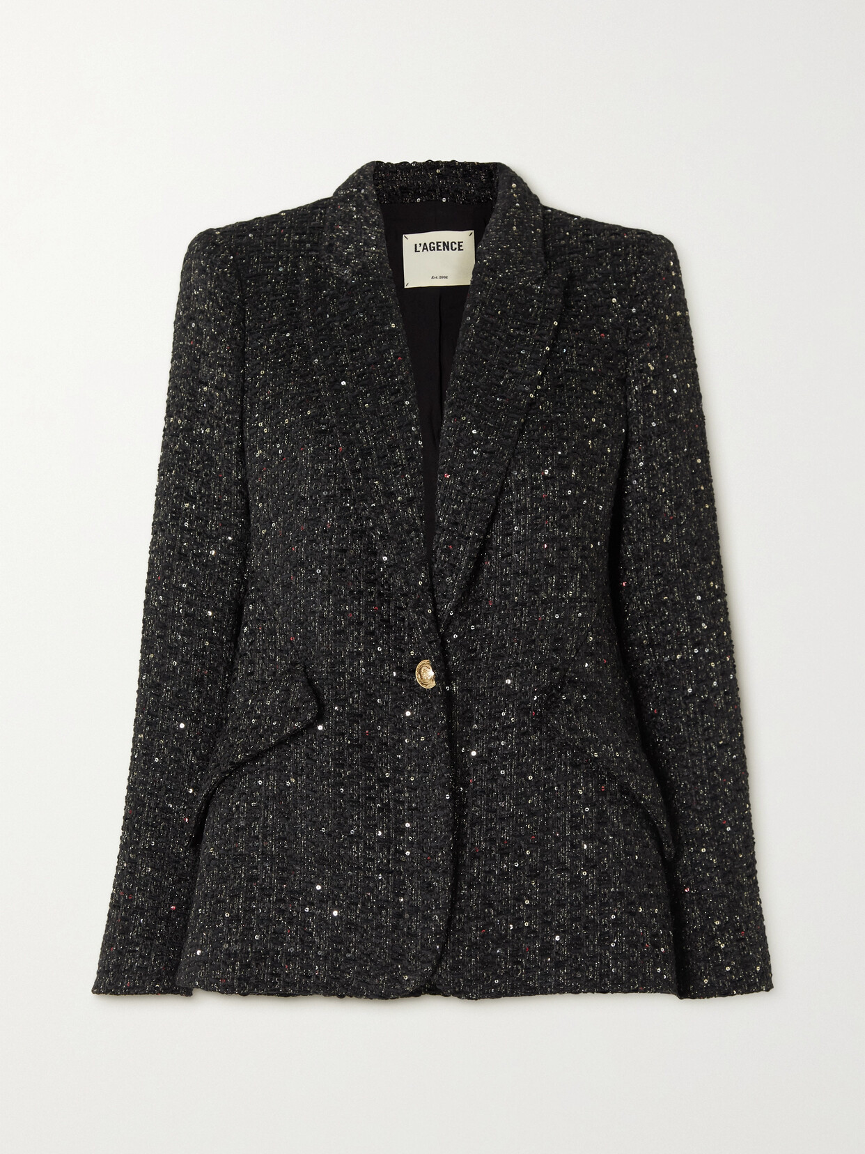 L'Agence - Chamberlain Sequin-embellished Metallic Tweed Blazer - Black