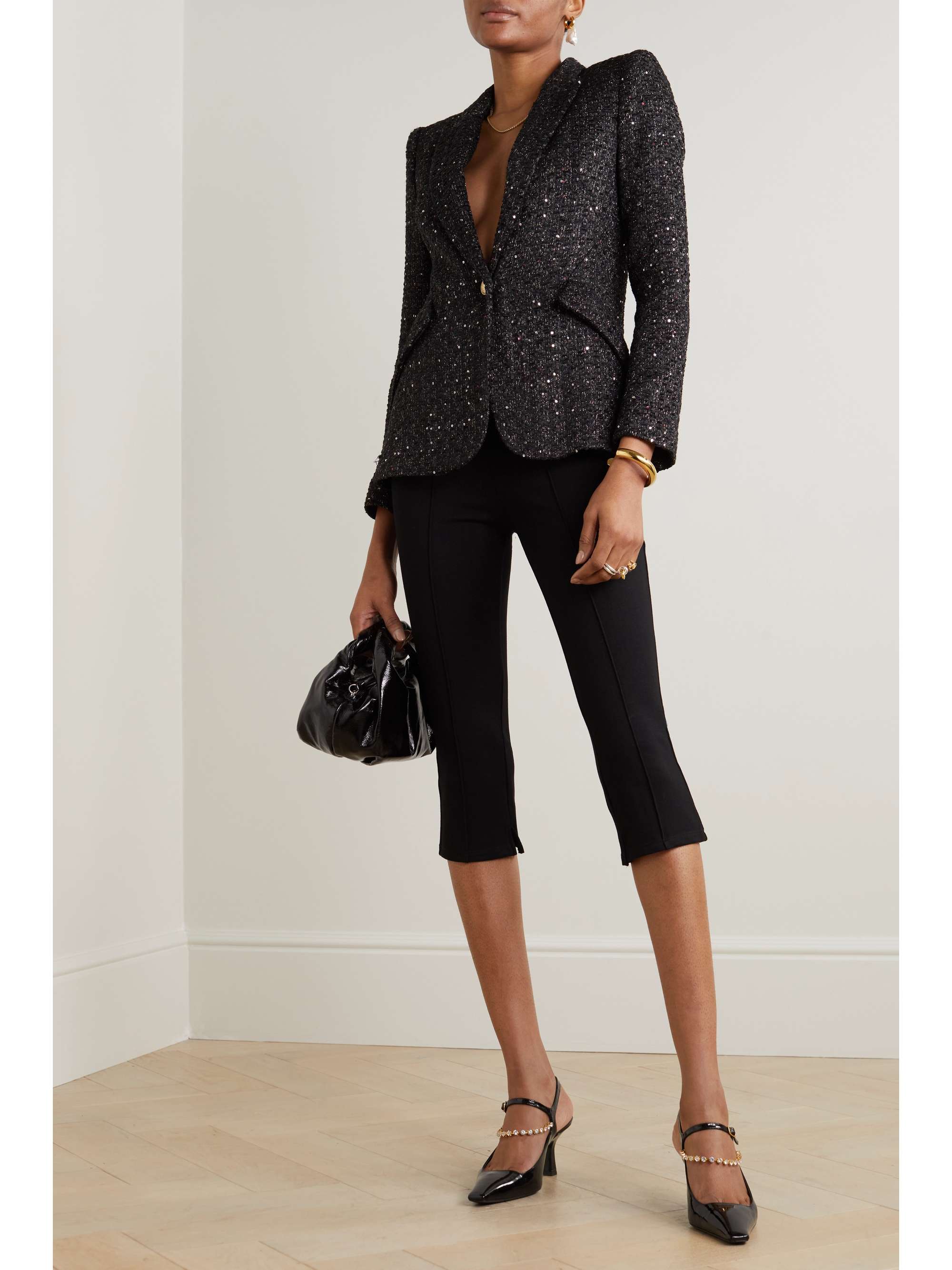 L'AGENCE Chamberlain sequinembellished metallic tweed blazer NETA