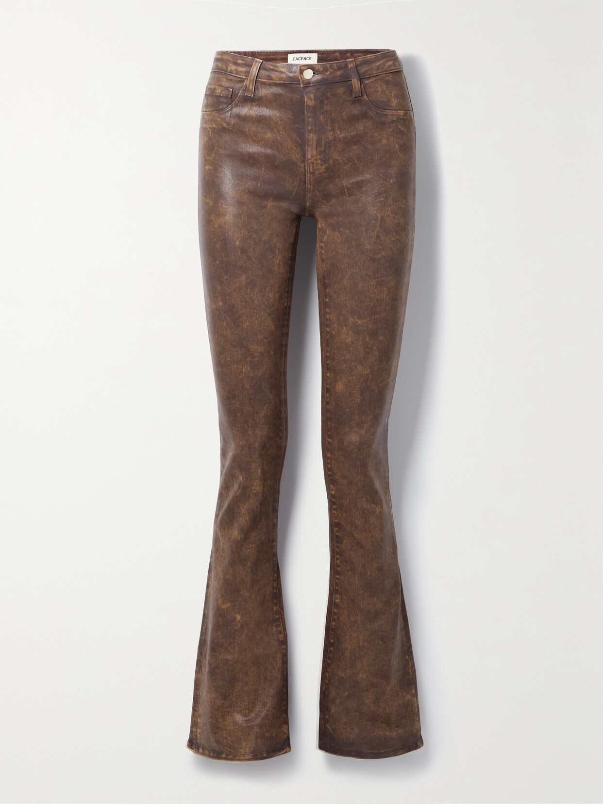 L'Agence - Selma Coated High-rise Flared Jeans - Brown