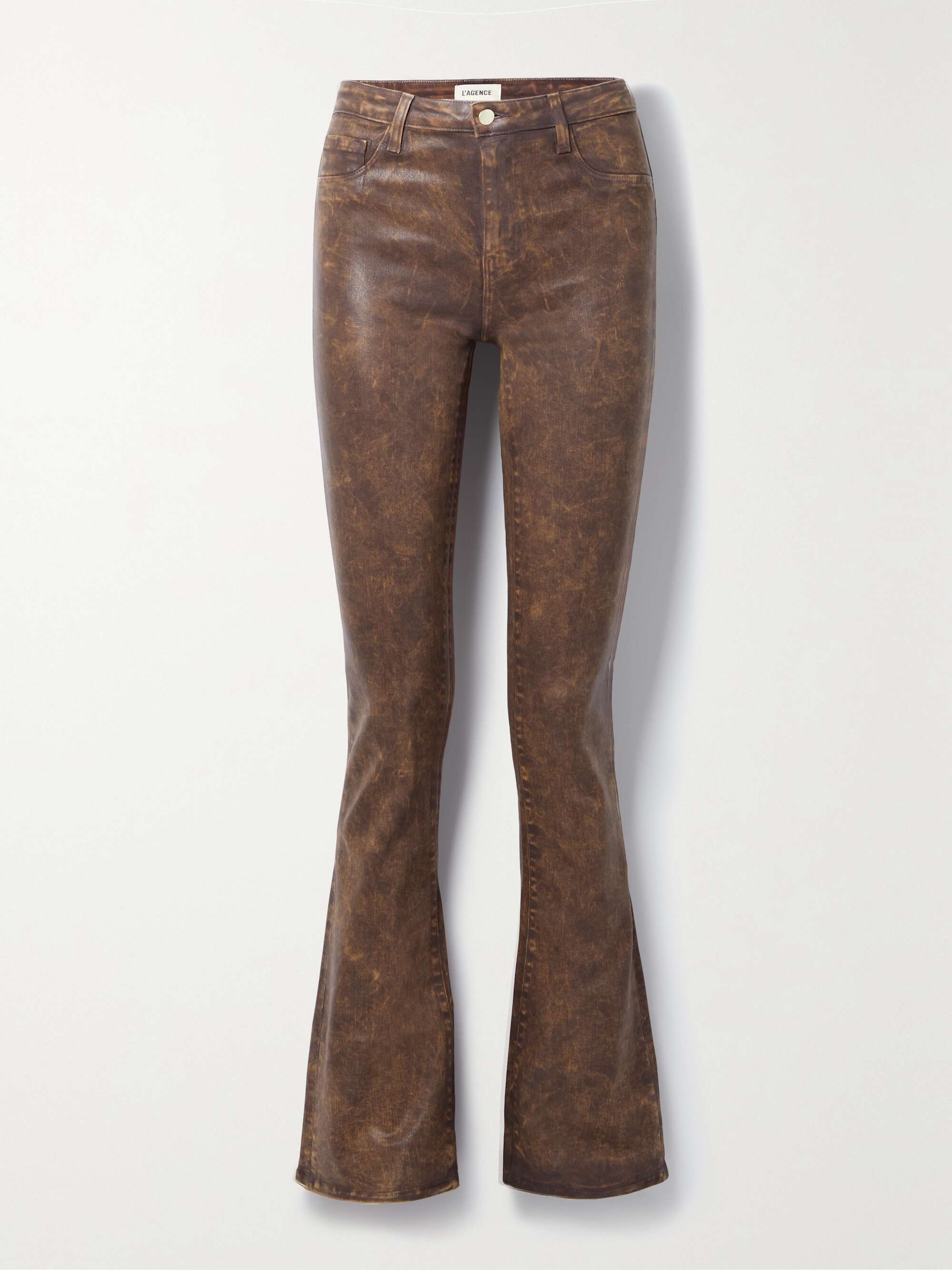 L'AGENCE Marty coated high-rise flared jeans