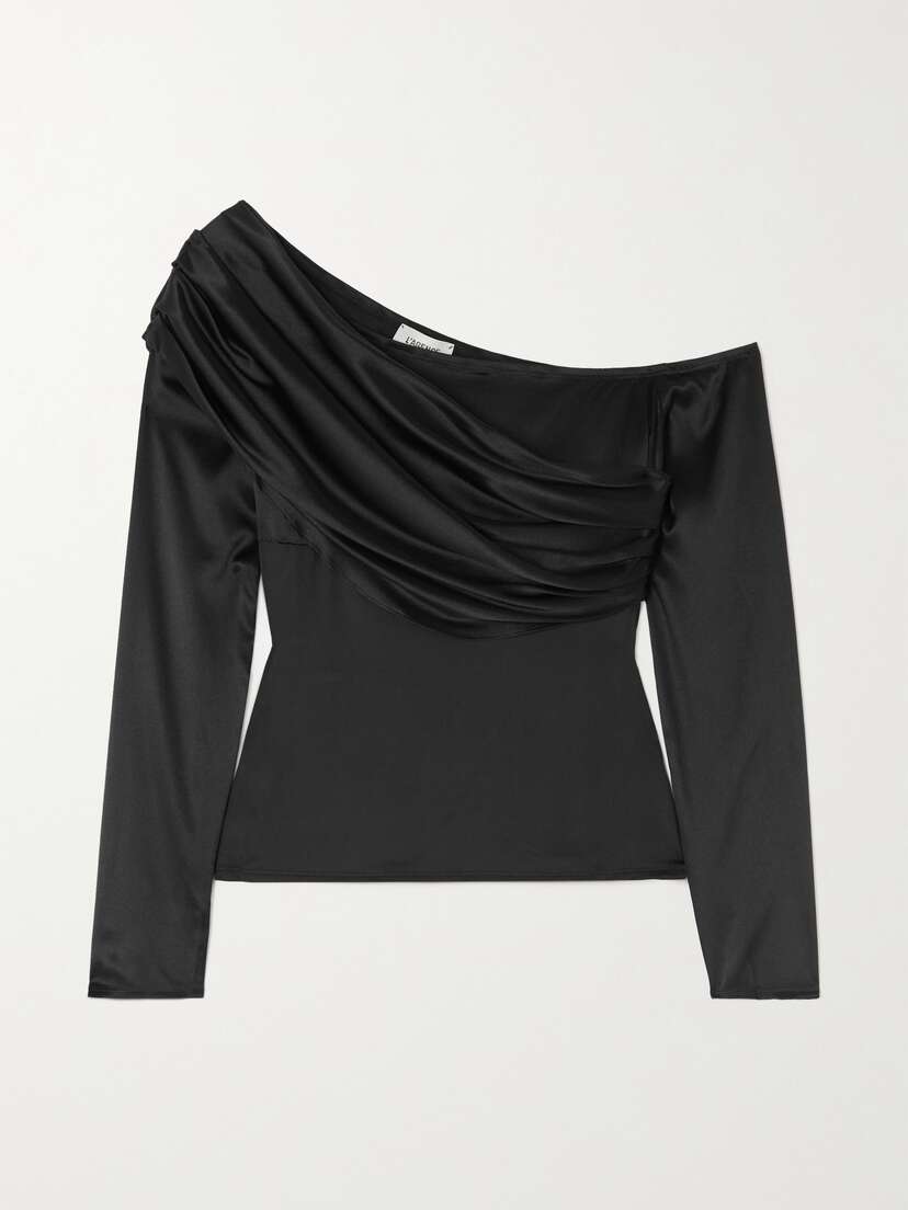 L'Agence Sharma Draped Stretch-silk And Jersey Top