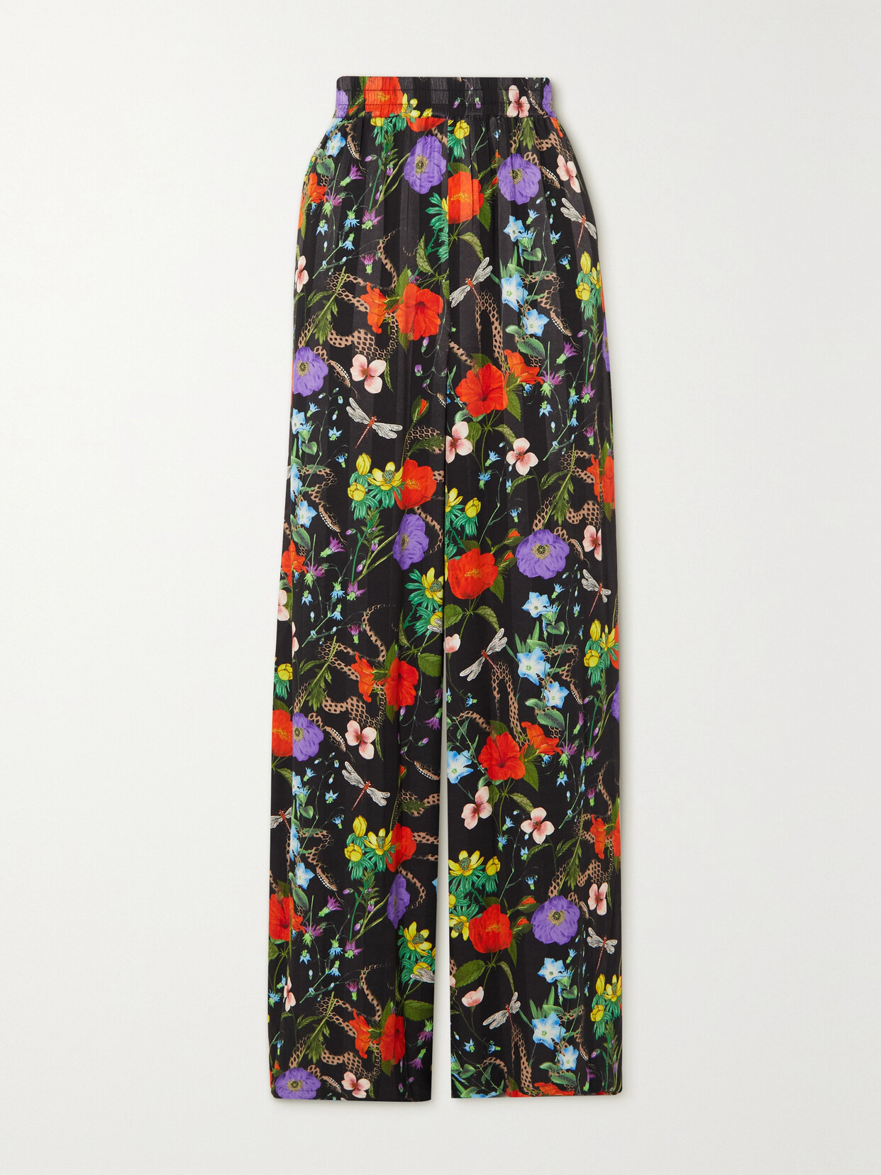 Shop L Agence Ivy Floral-print Jacquard Wide-leg Pants In Black