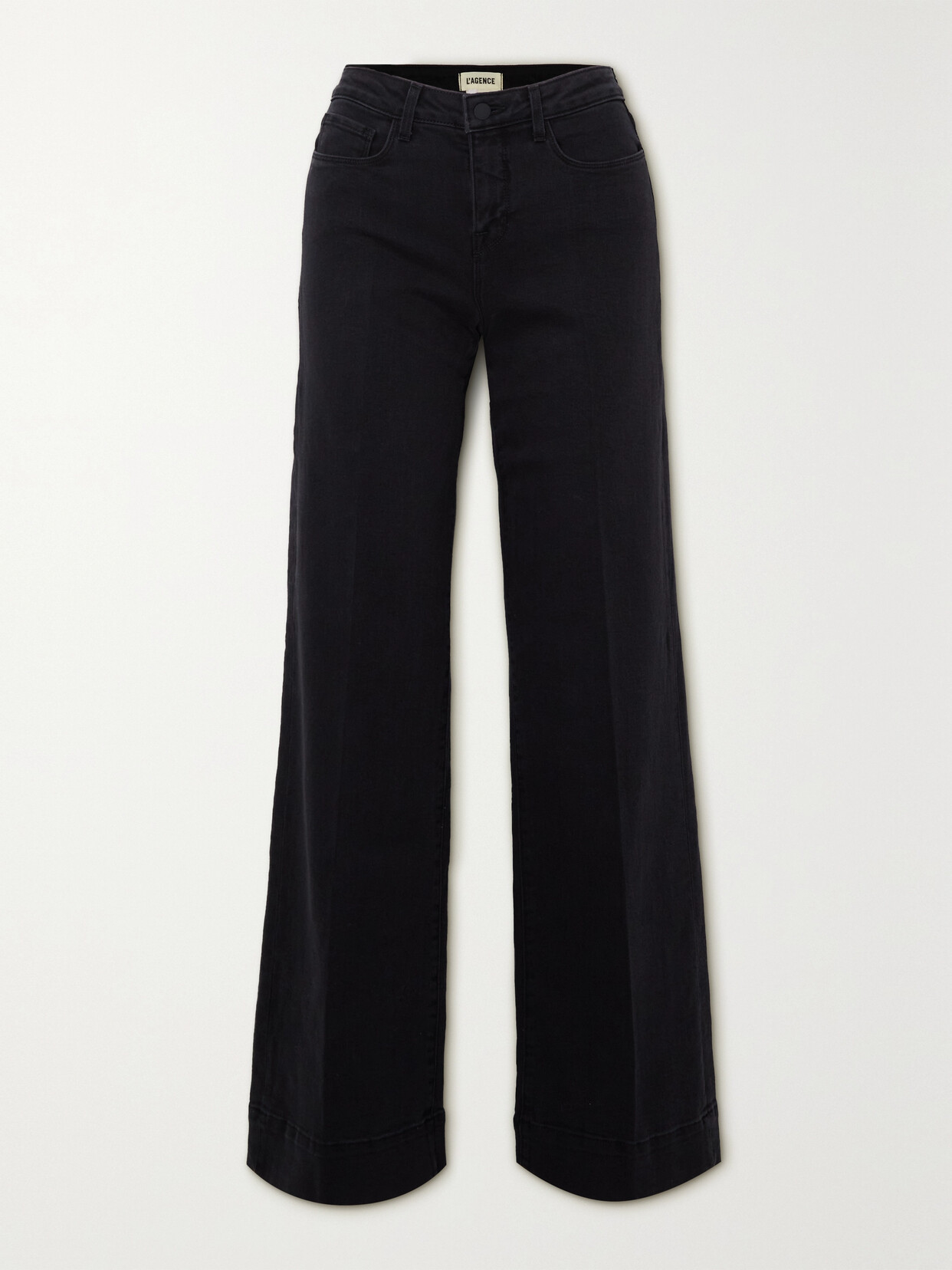 Shop L Agence Madden High-rise Wide-leg Jeans In Black