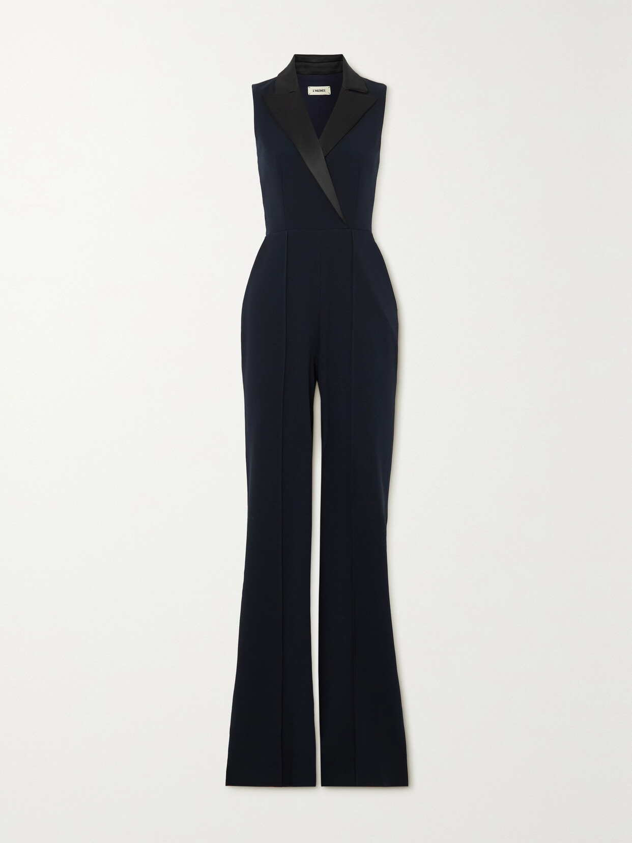 L'Agence - Jemma Satin-trimmed Crepe Jumpsuit - Blue