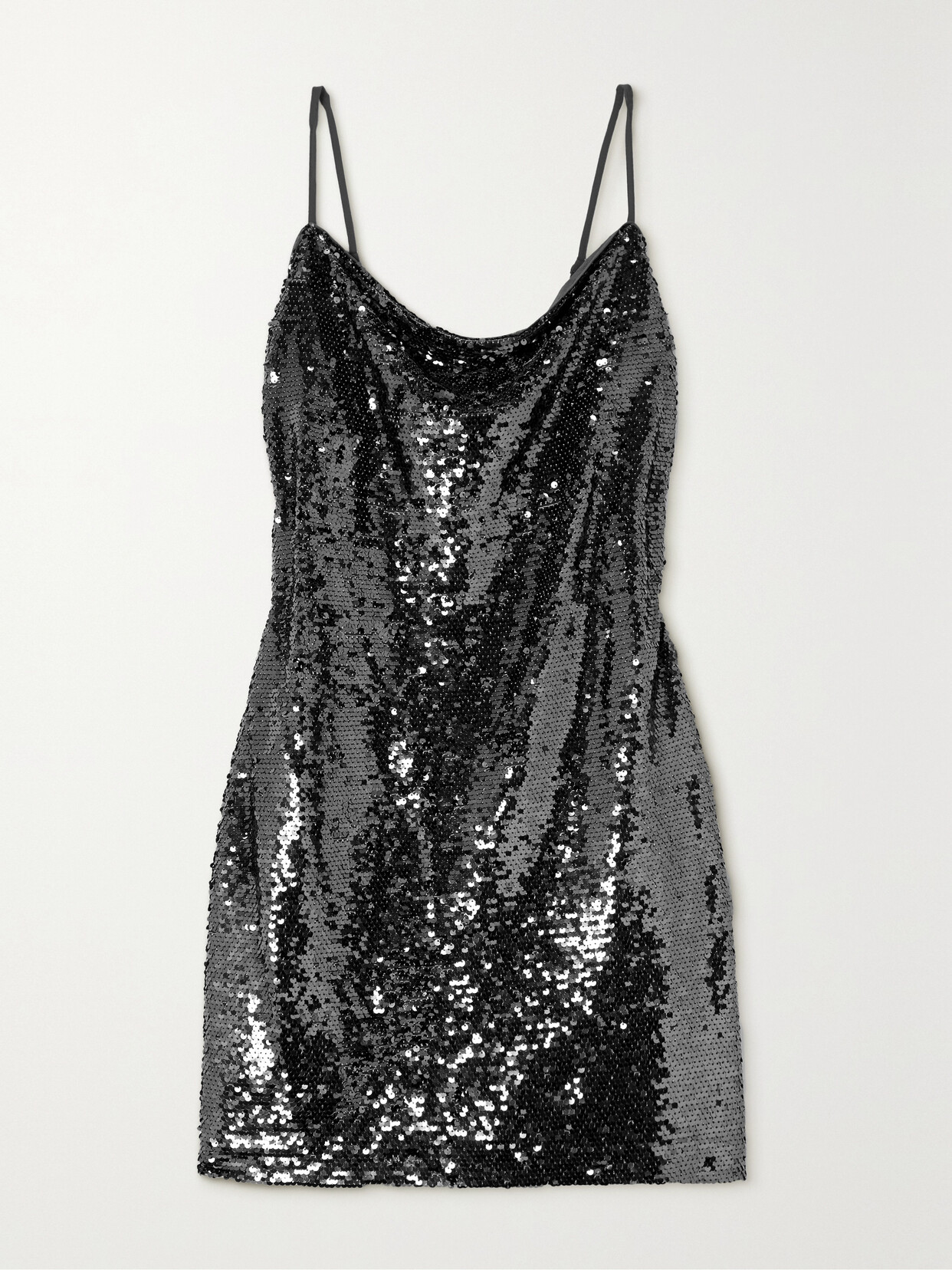 L AGENCE NYLA DRAPED SEQUINED TULLE DRESS