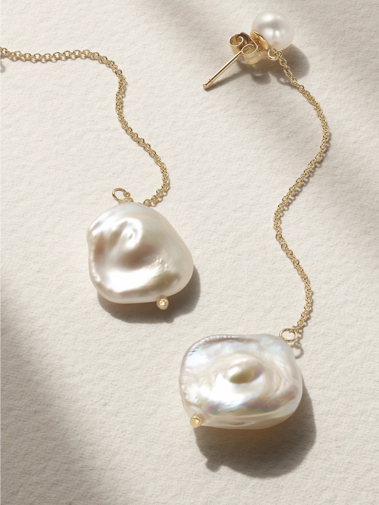 Shop Mateo Duality 14-karat Gold Pearl Earrings