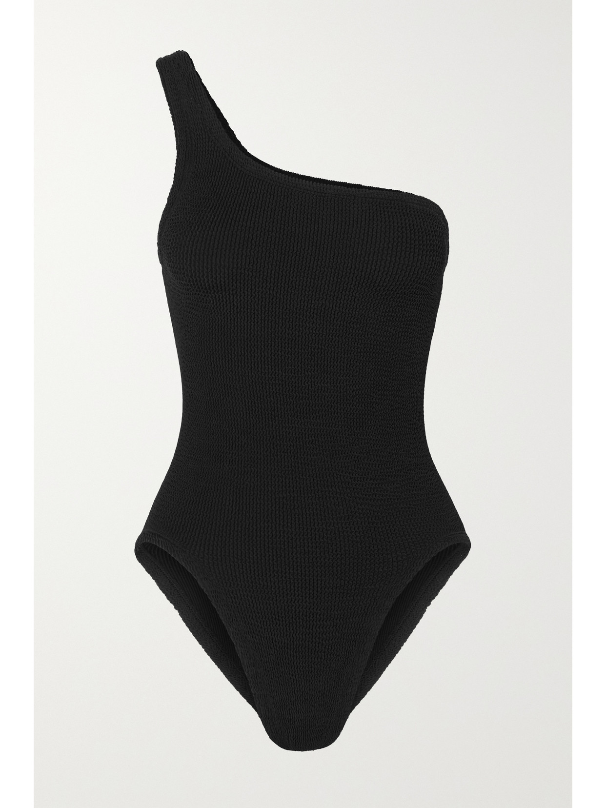 Hunza G Nancy One-shoulder Crinkle One-piece Swimsuit In Black