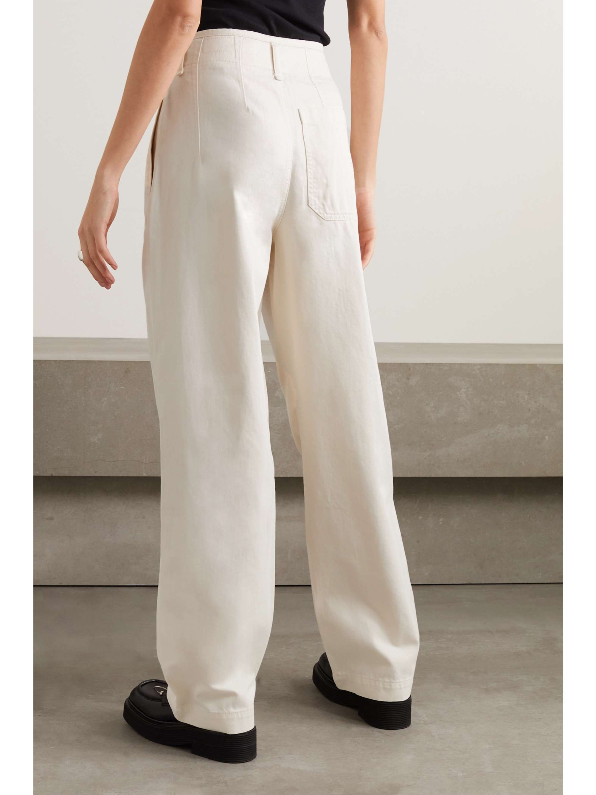 RAG & BONE High-rise pleated cotton-twill wide-leg pants