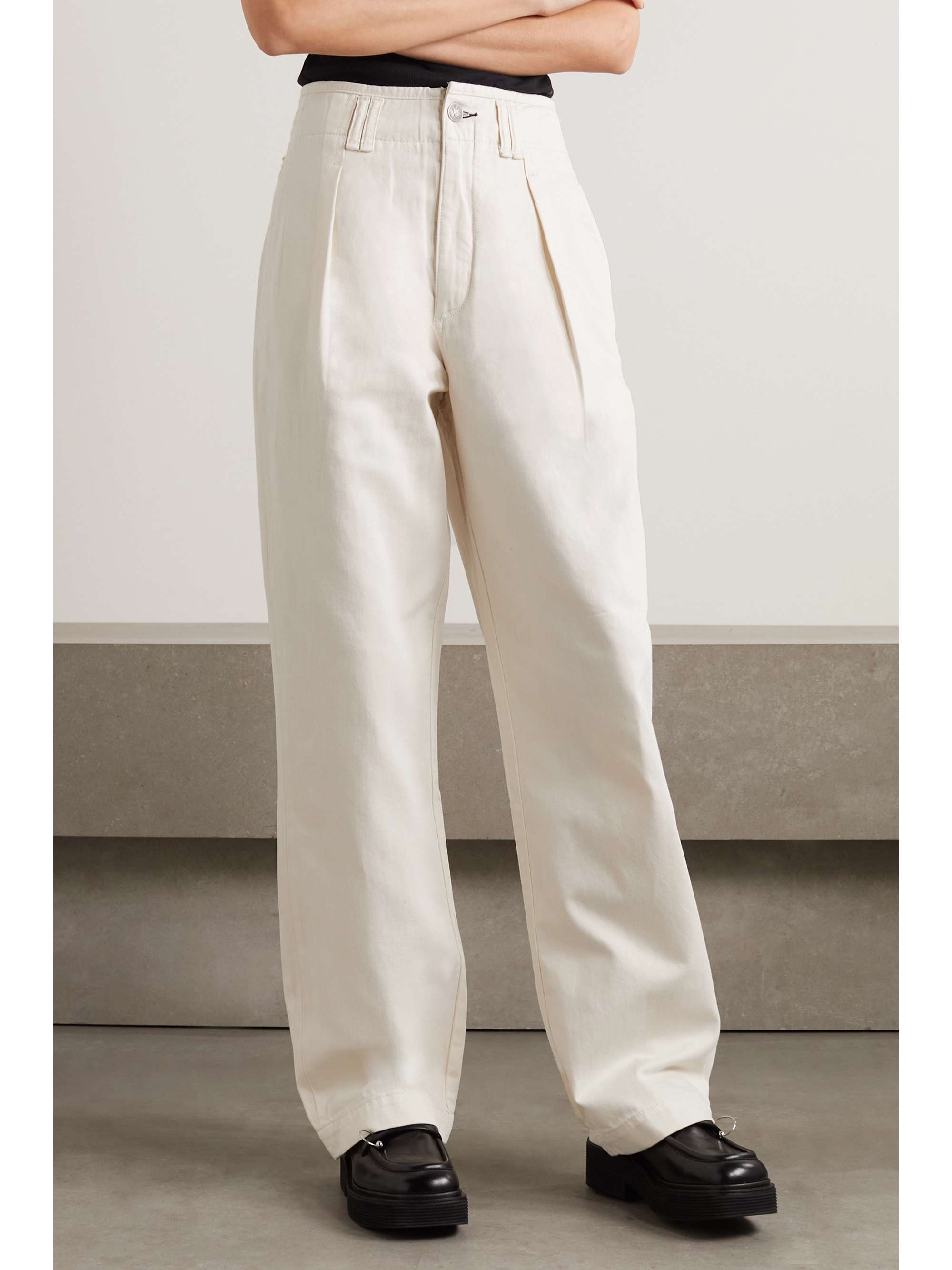 RAG & BONE High-rise pleated cotton-twill wide-leg pants