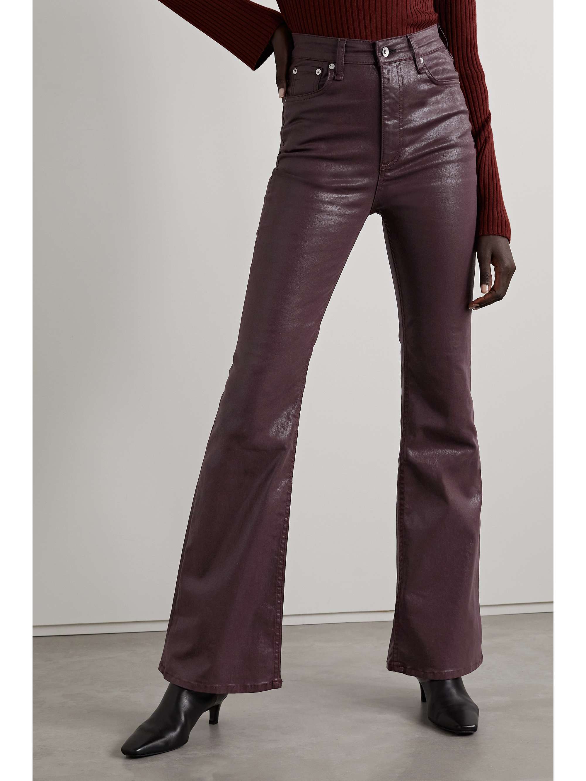 RAG & BONE Casey coated high-rise flared jeans