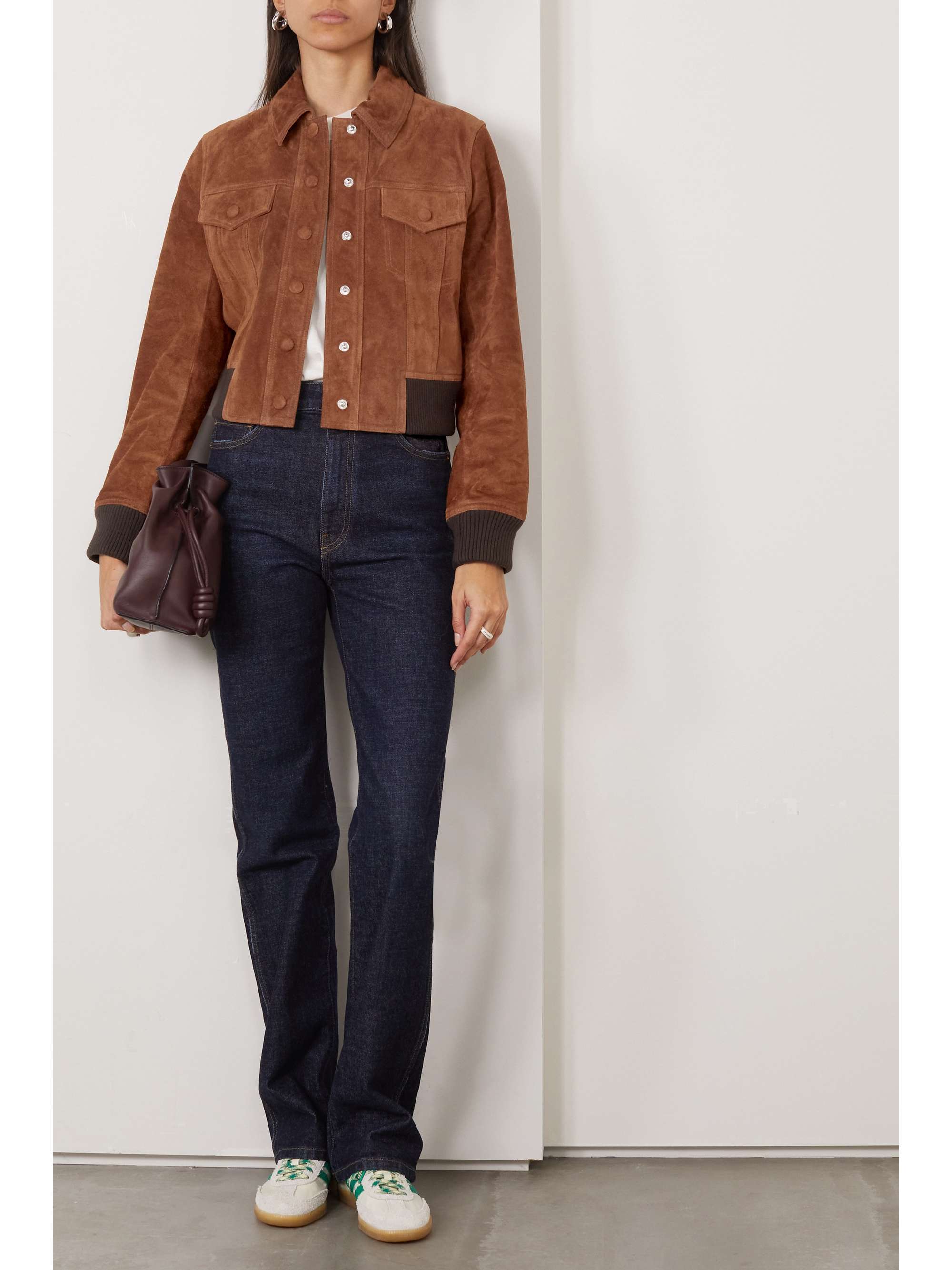 Brown Dionne cropped suede jacket | RAG 