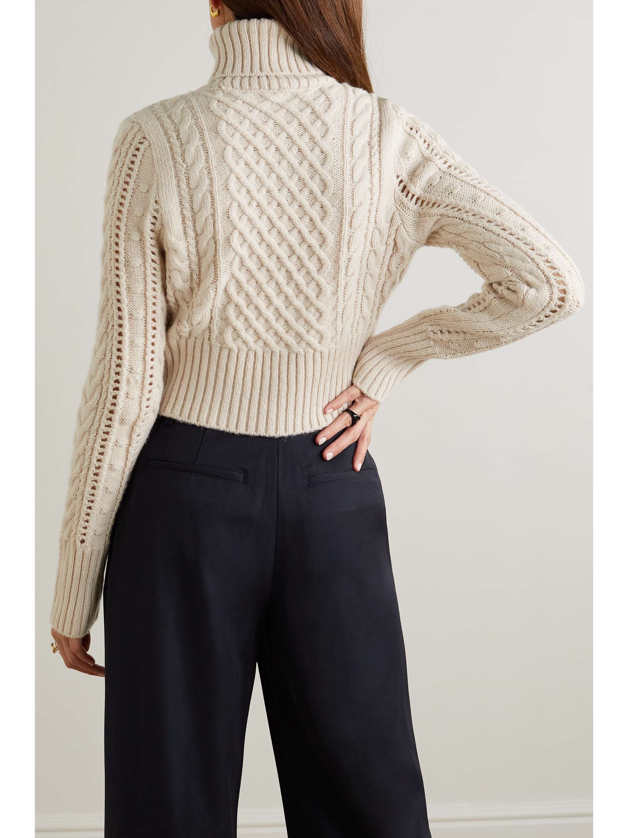 RAG & BONE Elizabeth cableknit wool, cotton and alpacablend turtleneck sweater NETAPORTER