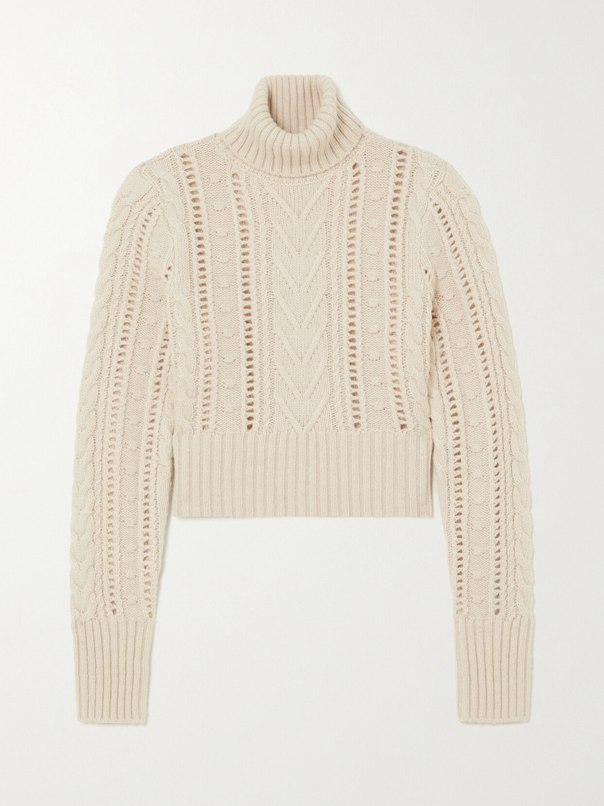 rag & bone - Elizabeth Cable-knit Wool, Cotton And Alpaca-blend Turtleneck Sweater - Ivory