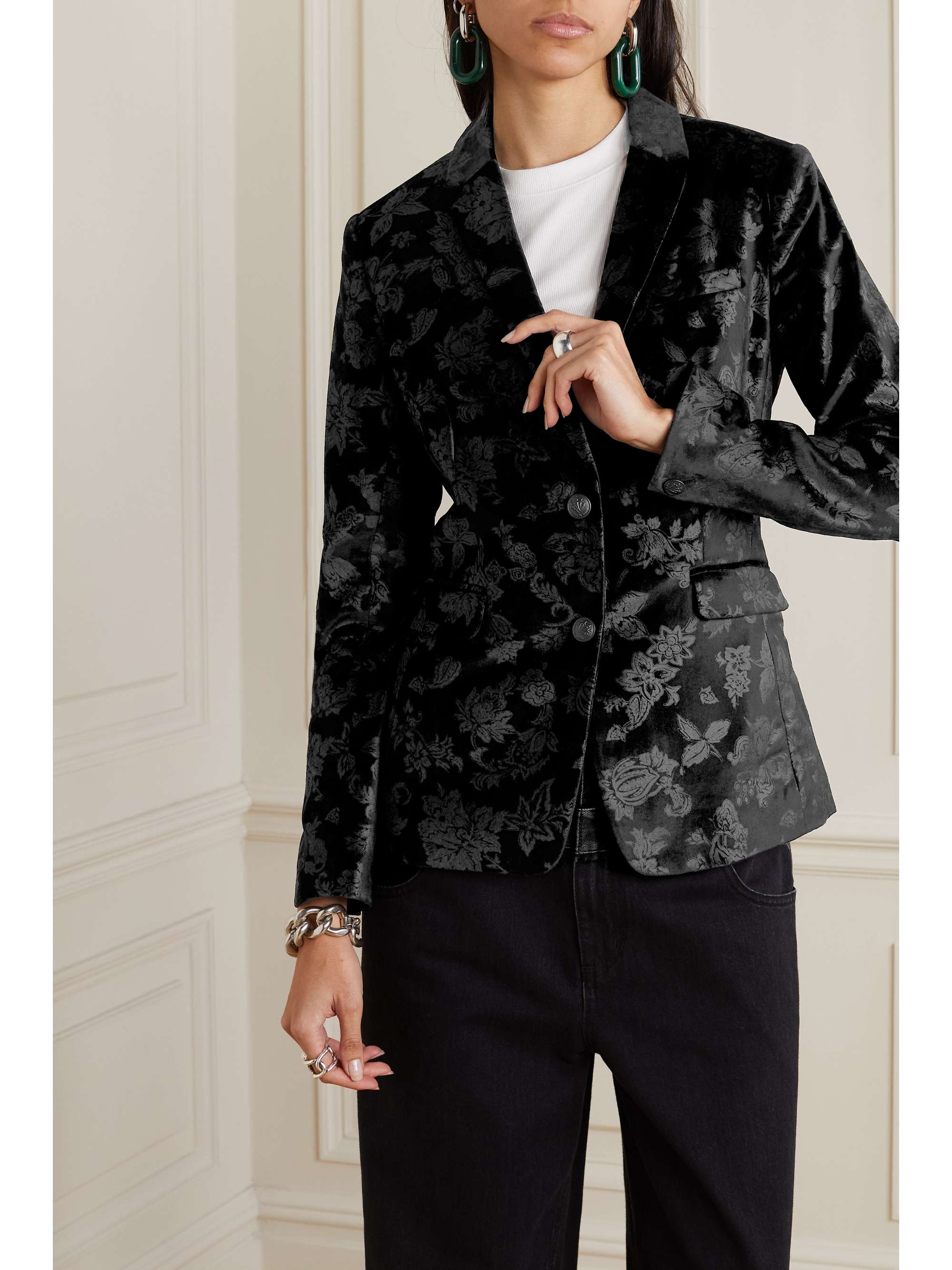 RAG & BONE Razor floral-print cotton-blend velvet blazer