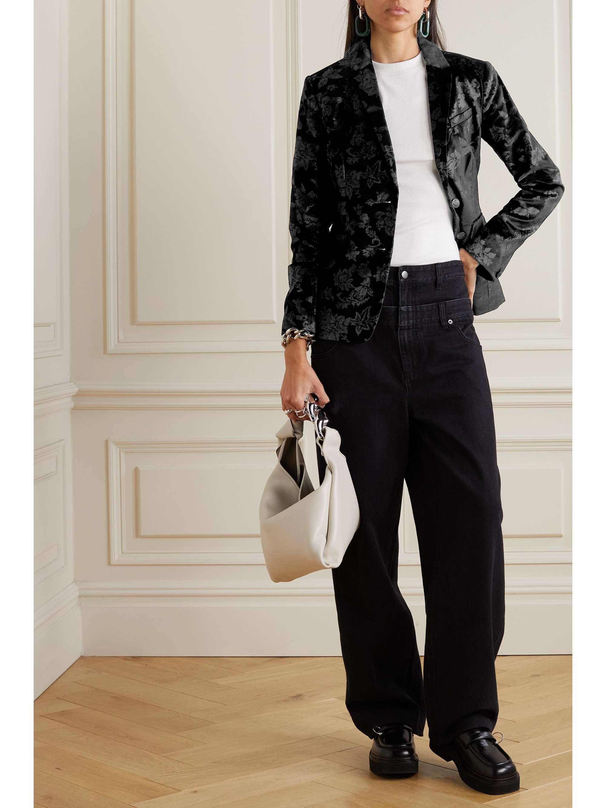 RAG & BONE Razor floral-print cotton-blend velvet blazer