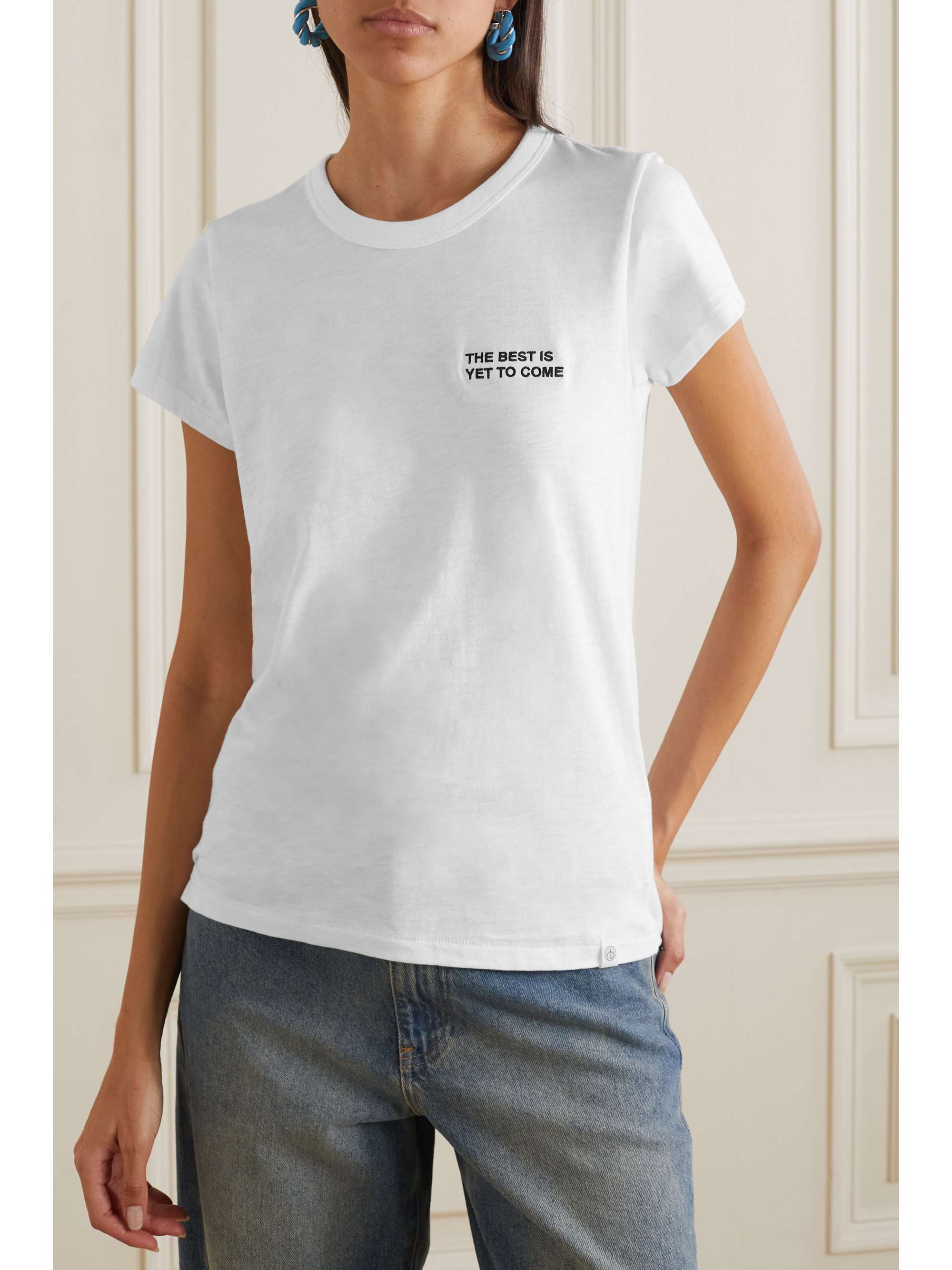 RAG & BONE Embroidered cotton-jersey T-shirt