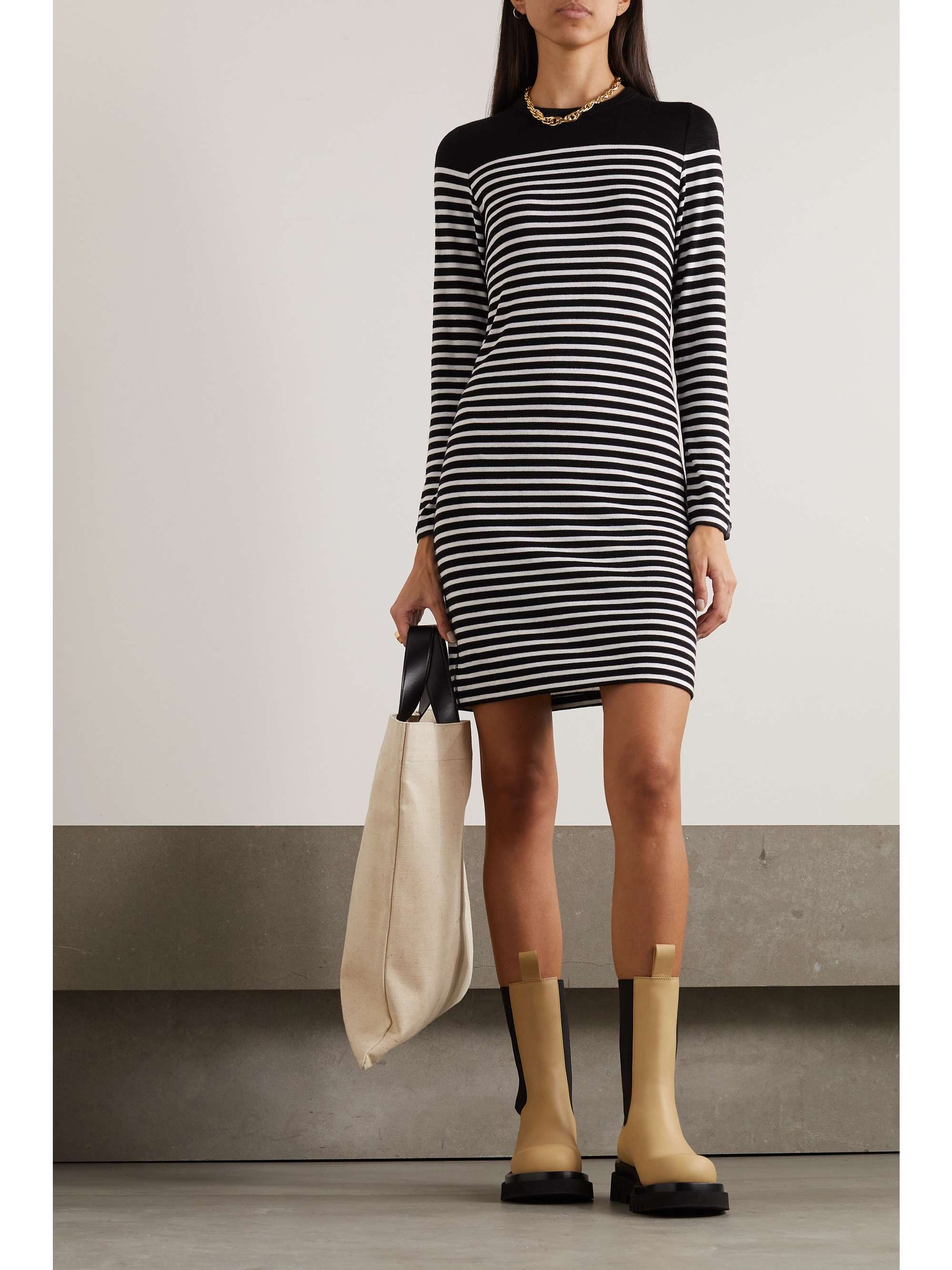 RAG & BONE Striped stretch-jersey dress
