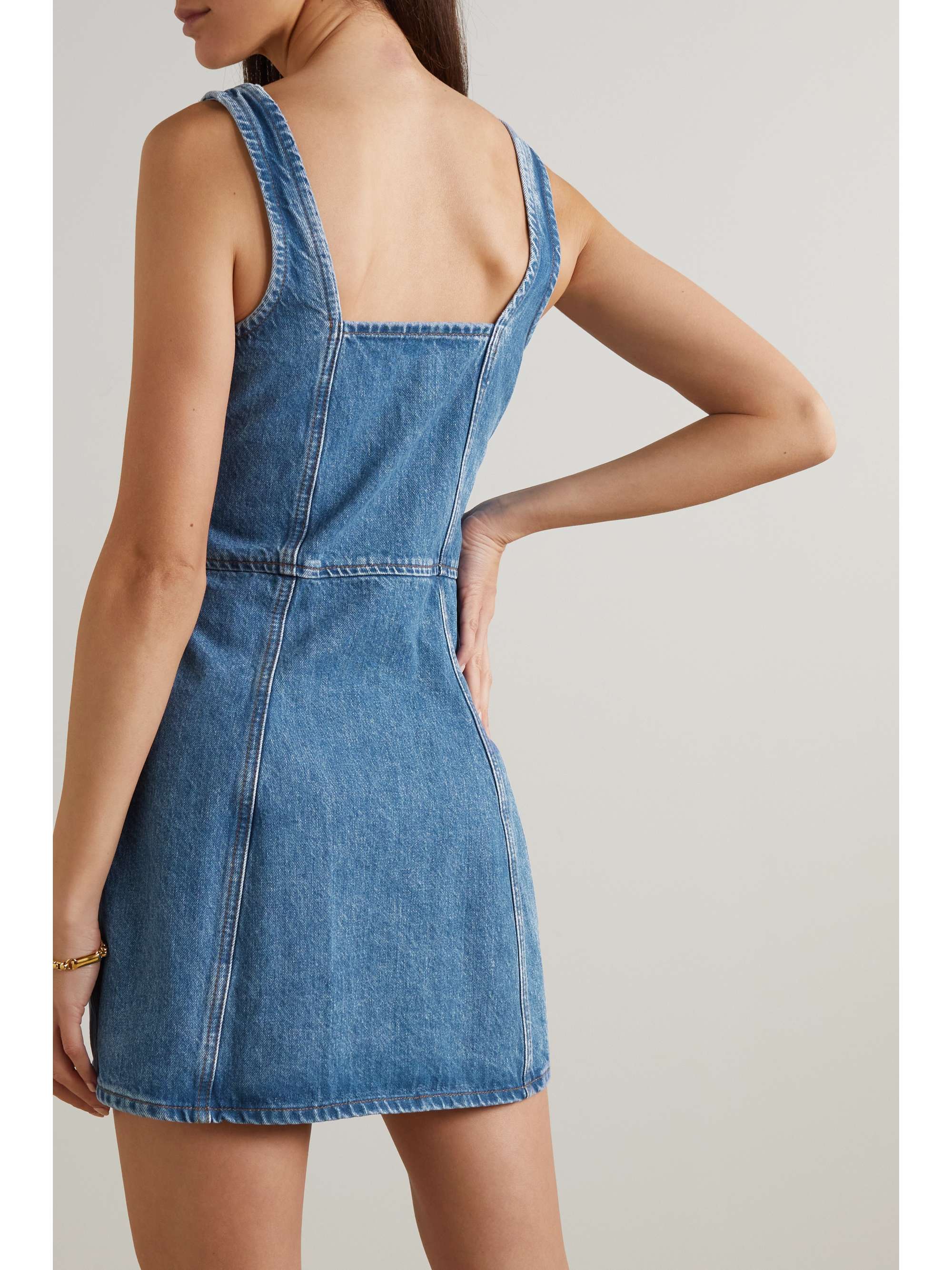 FRAME Panelled denim mini dress NETAPORTER