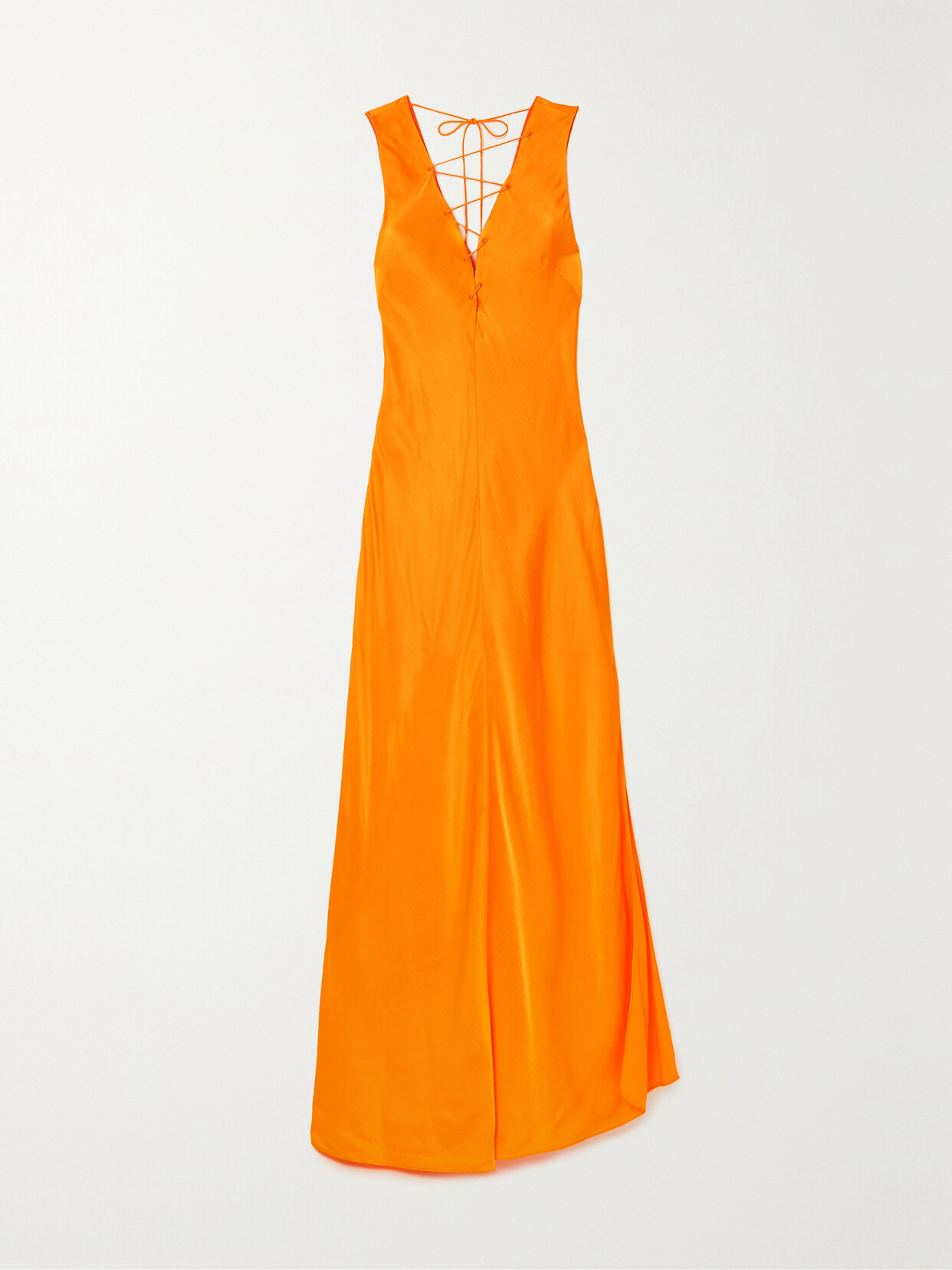 FRAME Lace-up Satin Midi Dress - Orange