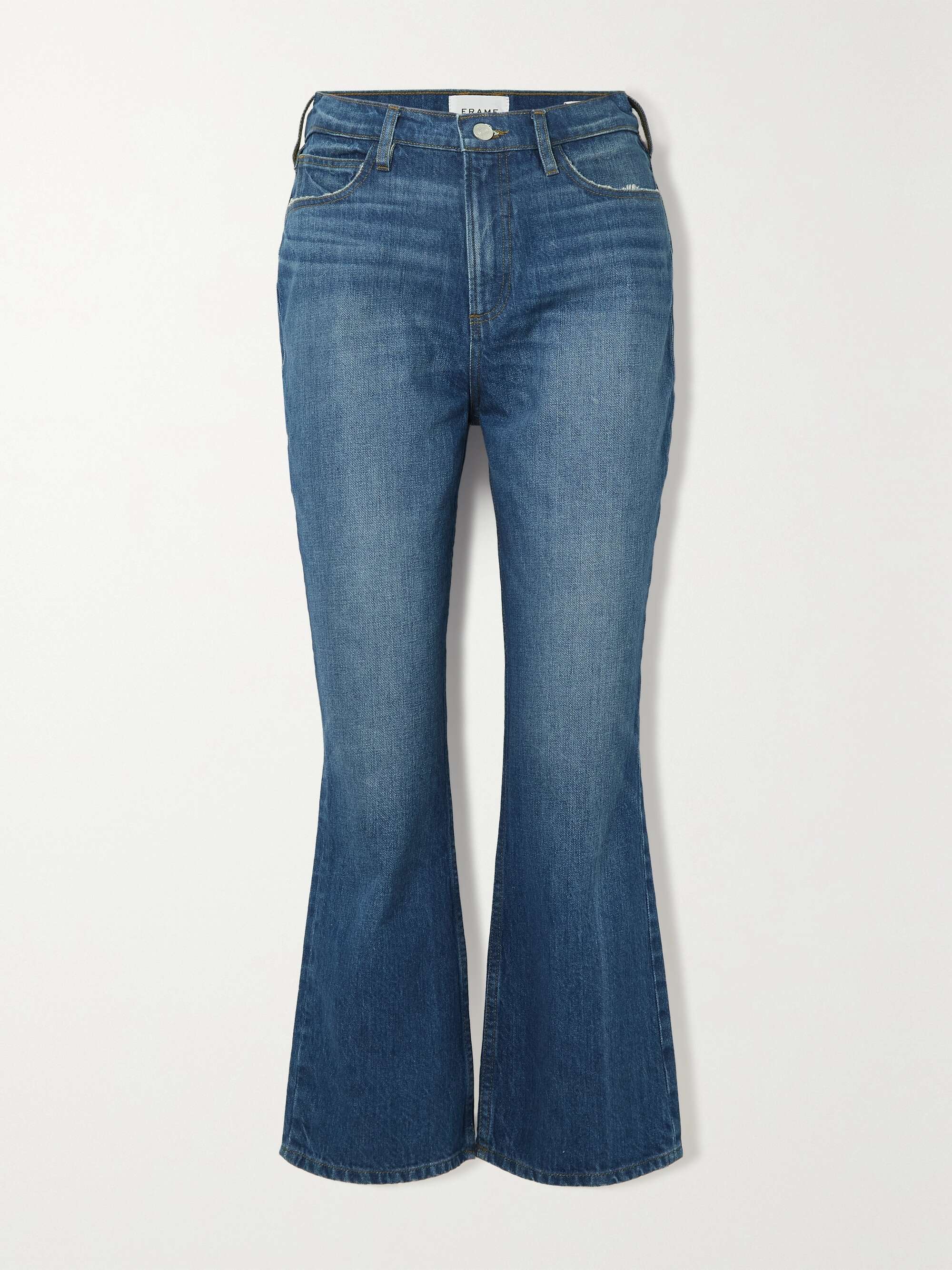 FRAME Le High 'N' Tight cropped distressed high-rise bootcut jeans