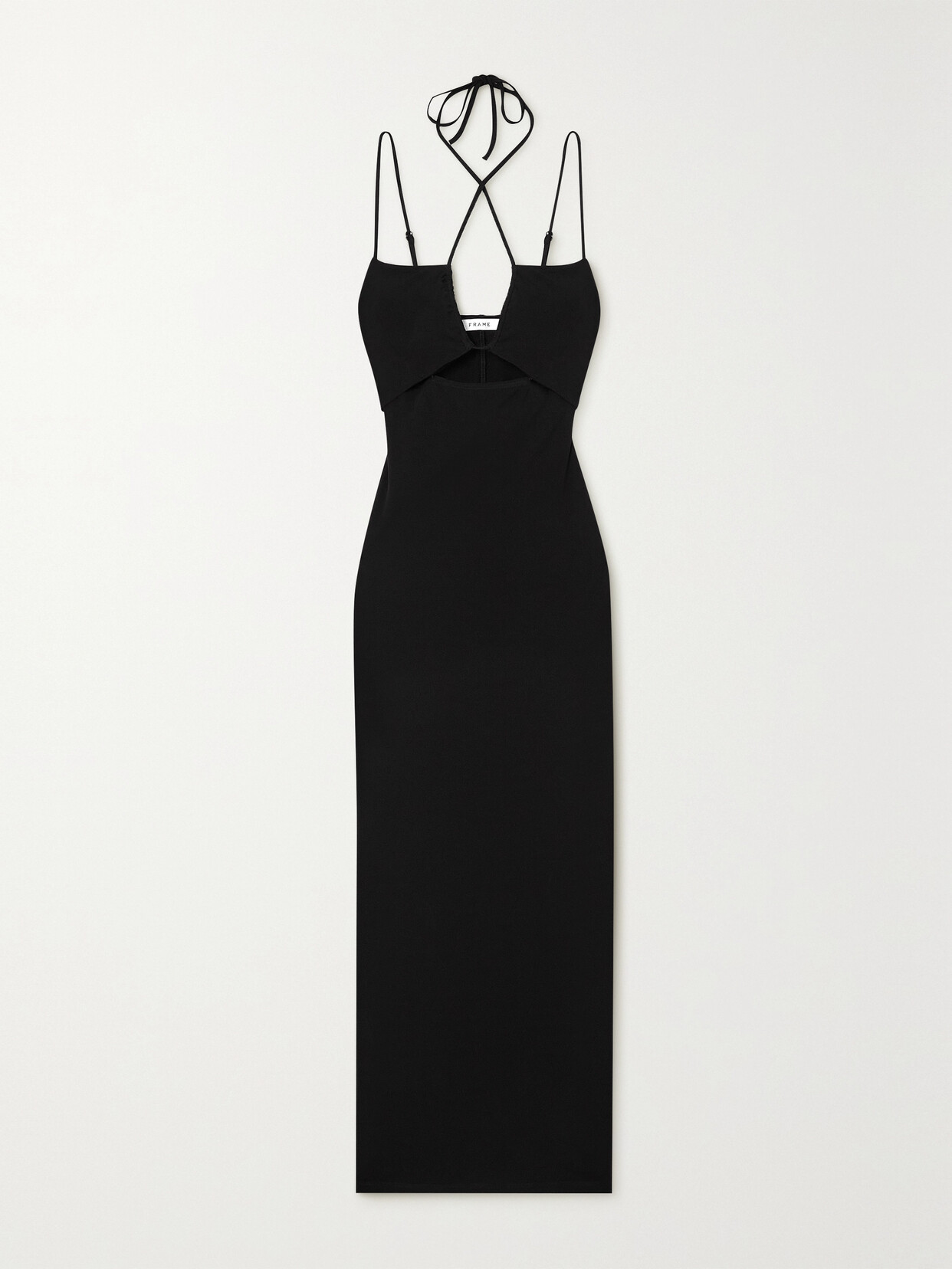 FRAME Cutout Crepe Halterneck Maxi Dress - Black