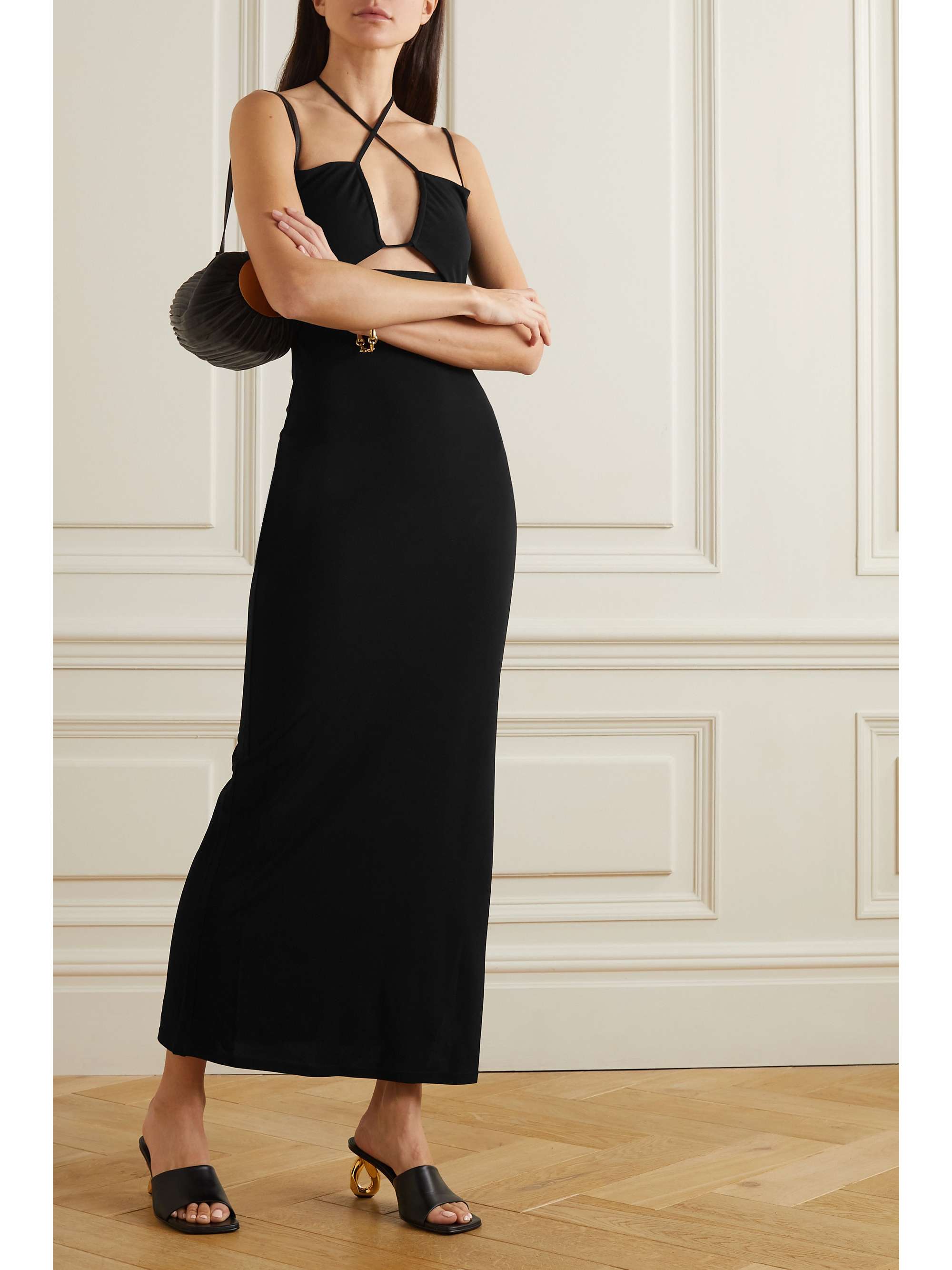 Black Cutout crepe halterneck maxi dress | FRAME | NET-A-PORTER