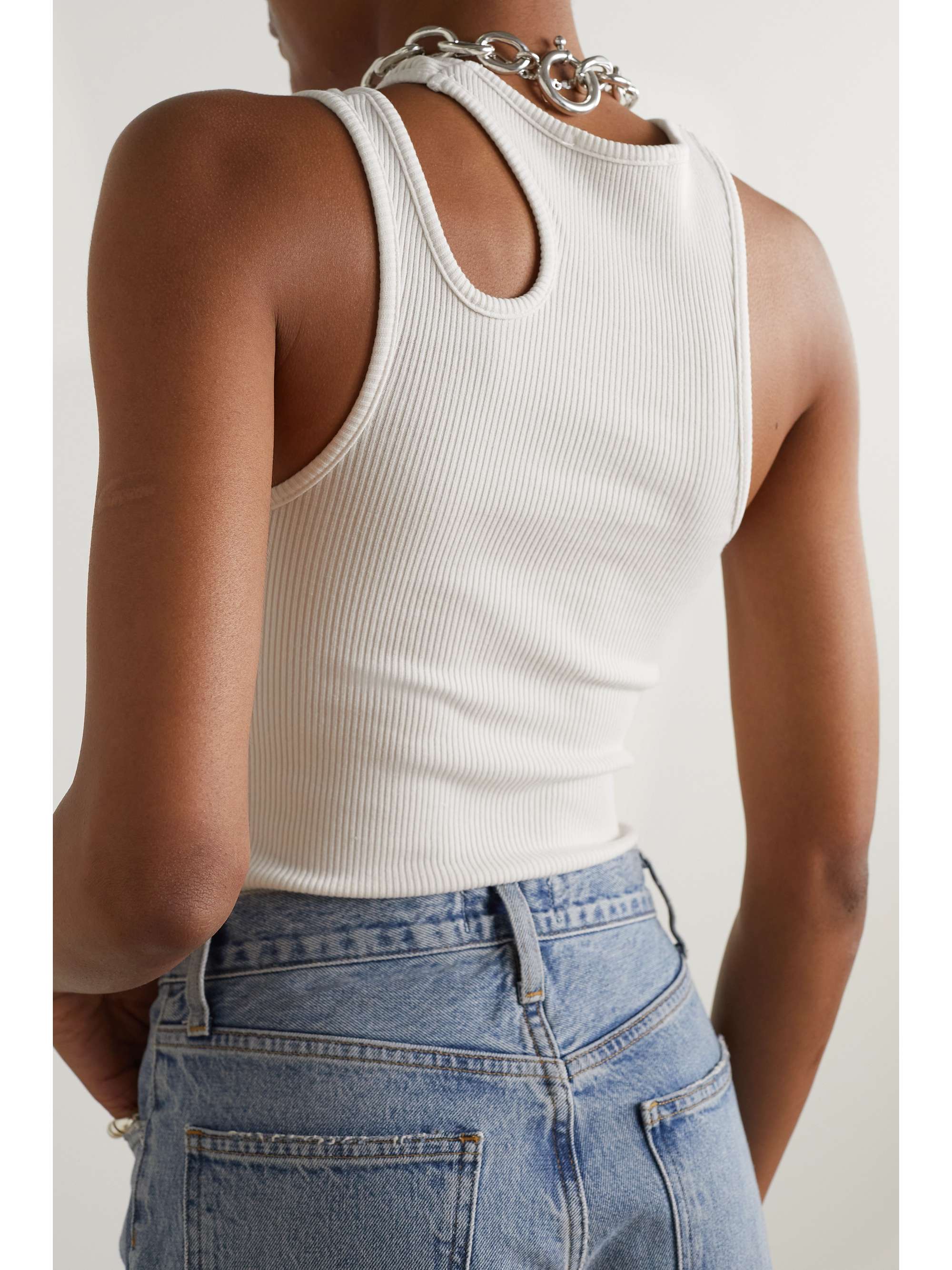 AGOLDE Athena cutout ribbed stretch cotton and Lyocell-blend tank |  NET-A-PORTER