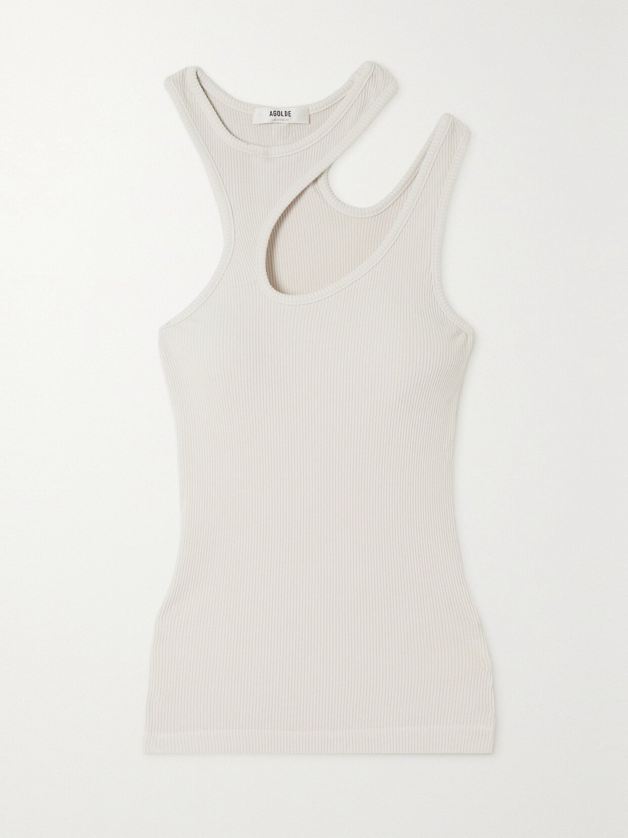 AGOLDE - Athena Cutout Ribbed Stretch Cotton And Lyocell-blend Tank - Off-white