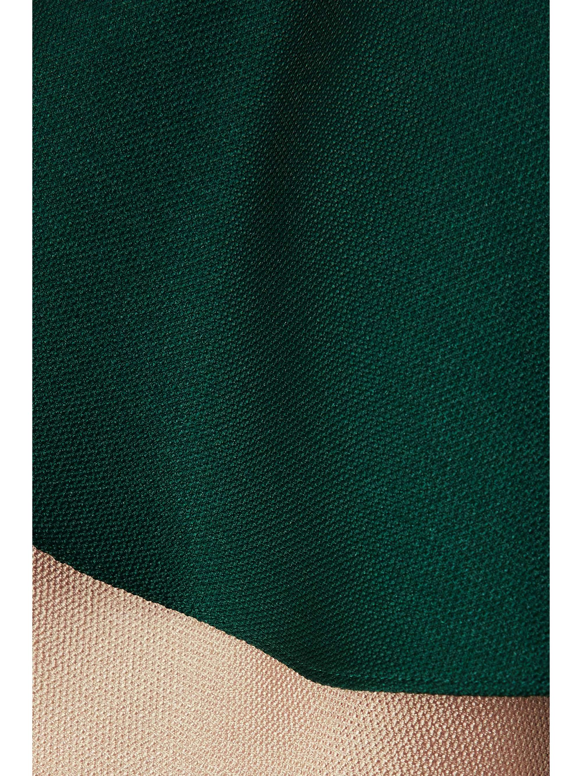 REEM ACRA 纽扣缀饰荷叶边缎面珠地布礼服