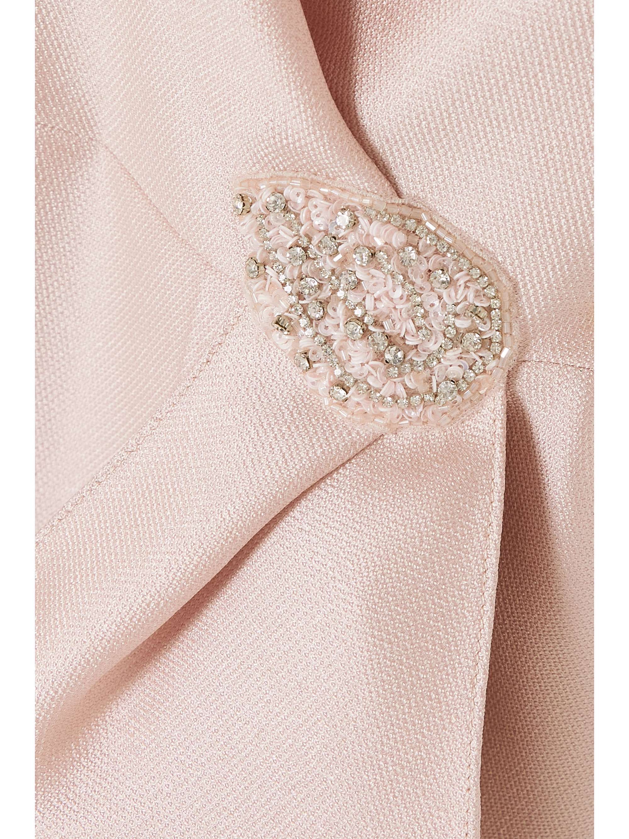 REEM ACRA 带缀饰围裹效果珠地日本厚缎礼服