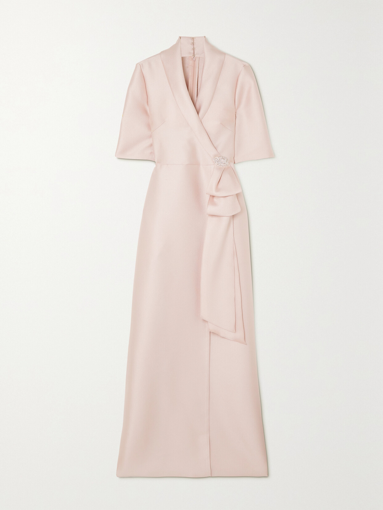 Reem Acra - Embellished Wrap-effect Mikado-piqué Gown - Pink