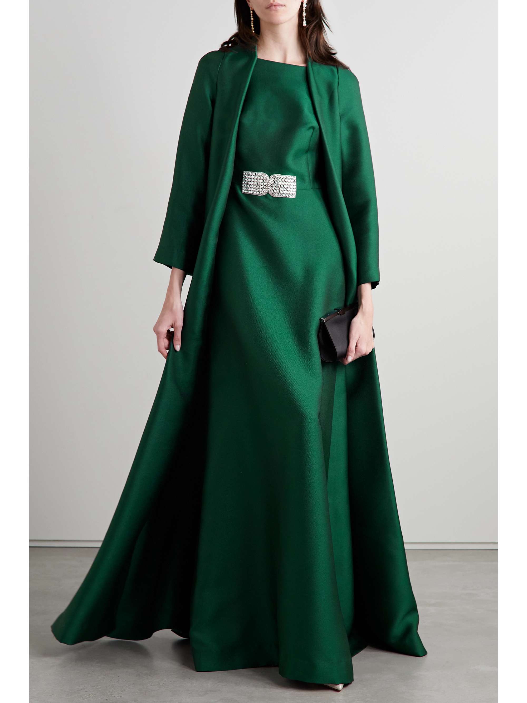 REEM ACRA 레이어드 크리스털 장식 그랑 드 푸드르 가운