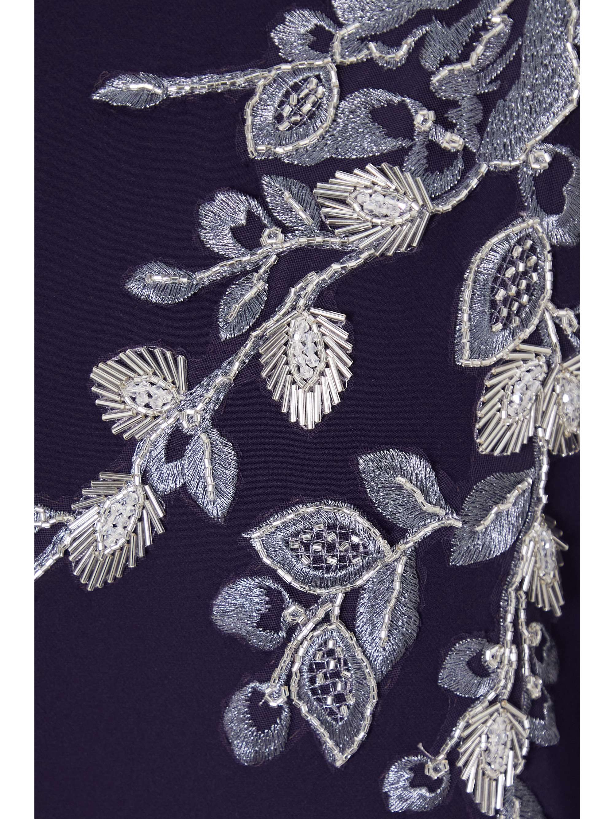 MARCHESA NOTTE 드레이프 비즈 장식 자수 스트레치 크레이프 가운