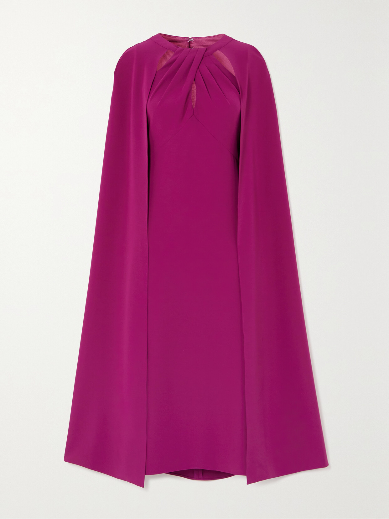 Marchesa Notte - Cape-effect Twist-front Stretch-crepe Midi Dress - Purple