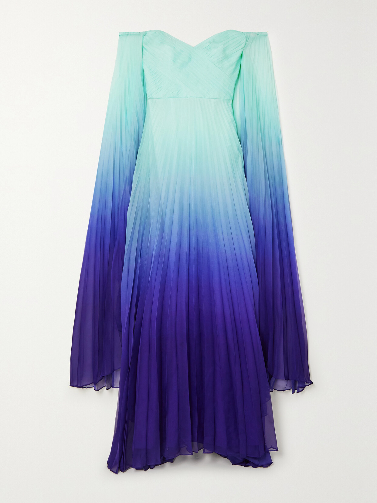 Marchesa Notte - Off-the-shoulder Pleated Chiffon Gown - Purple