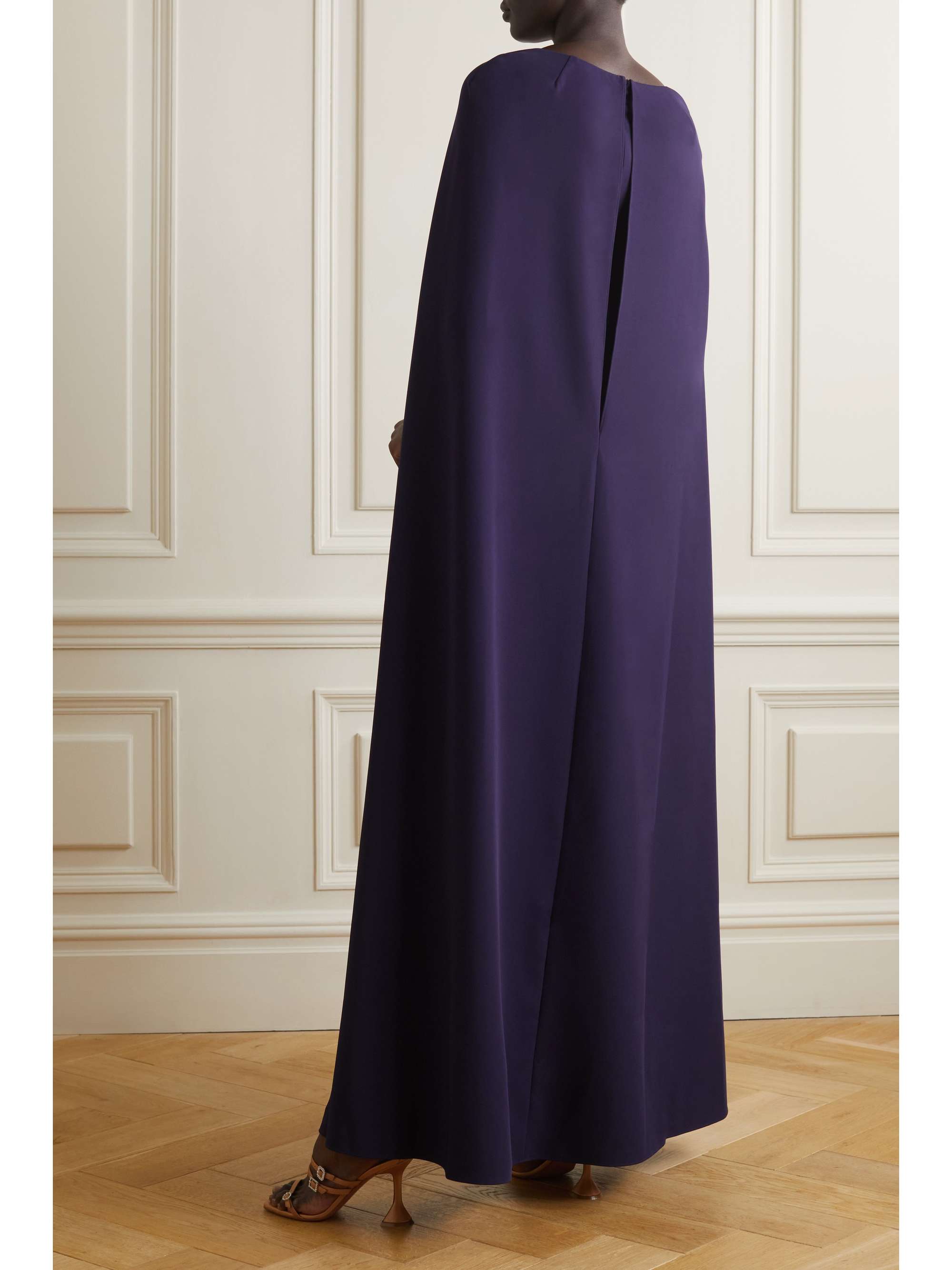 MARCHESA NOTTE 披风效果弹力绉纱礼服