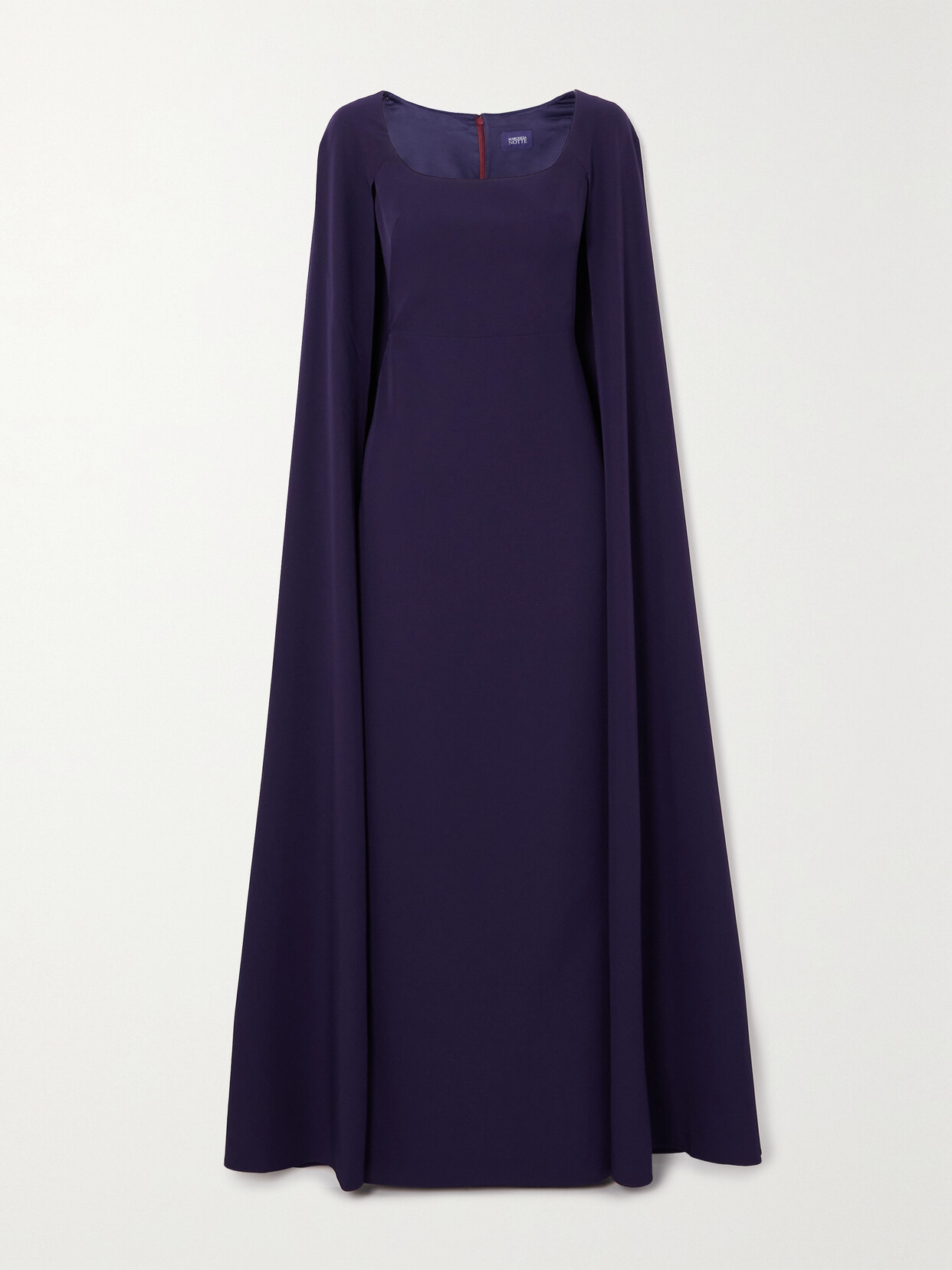 MARCHESA NOTTE CAPE-EFFECT STRETCH-CREPE GOWN