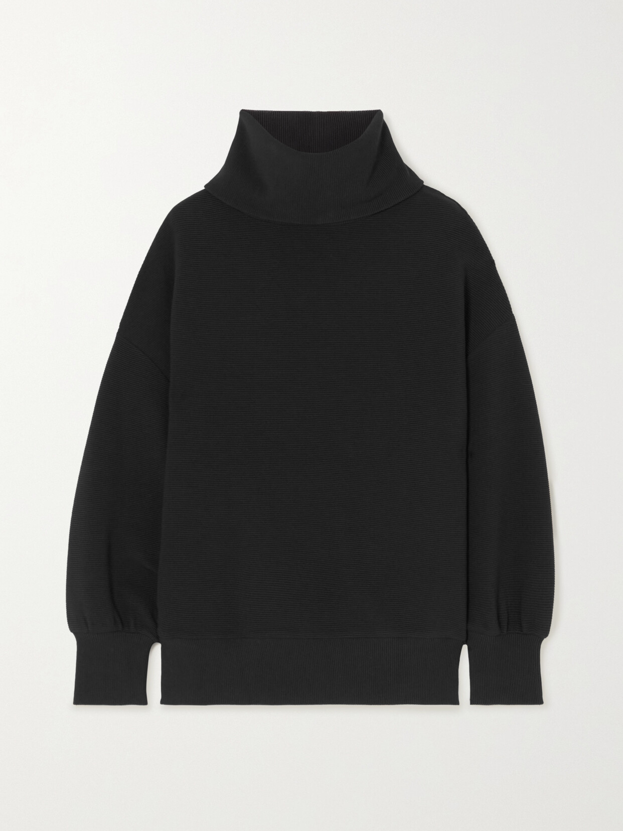 Varley - Milton Oversized Ribbed Cotton-blend Jersey Turtleneck Sweatshirt - Black