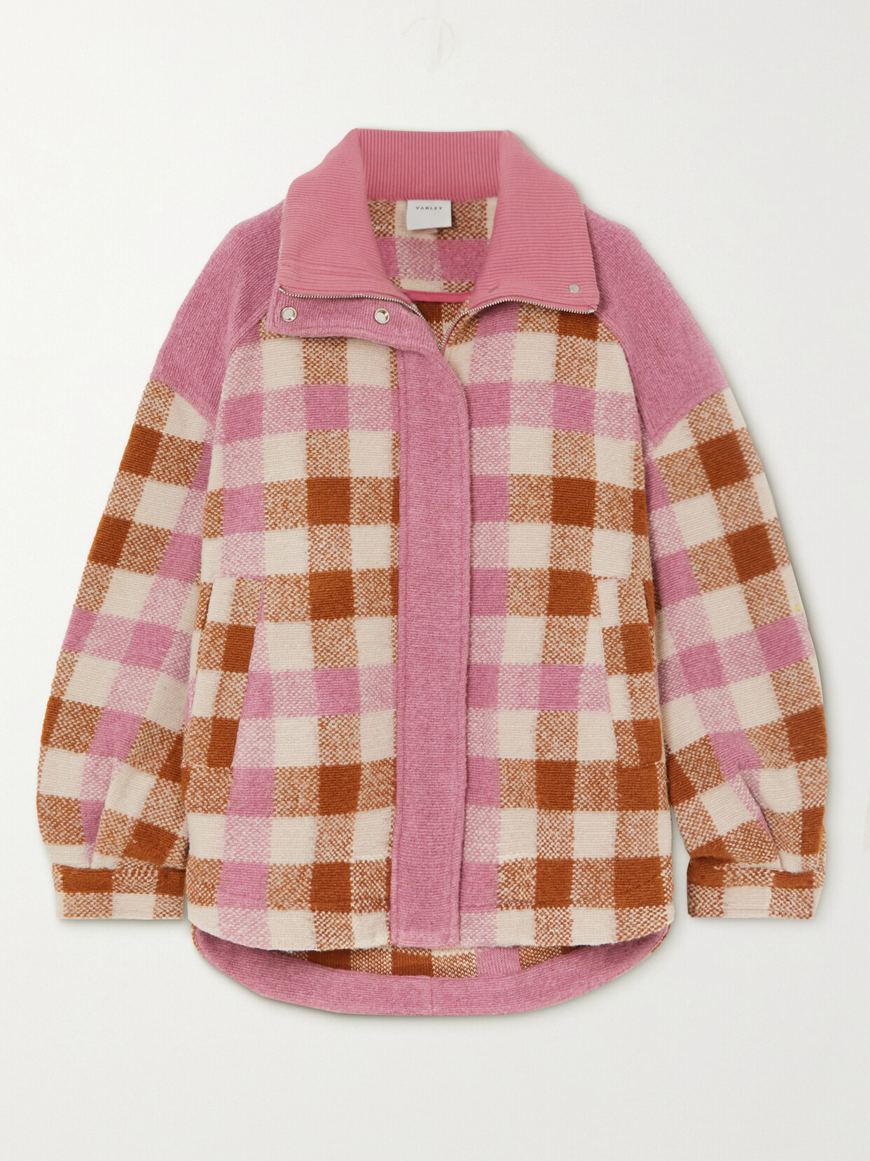 Varley - Alma Checked Intarsia-knit Jacket - Pink