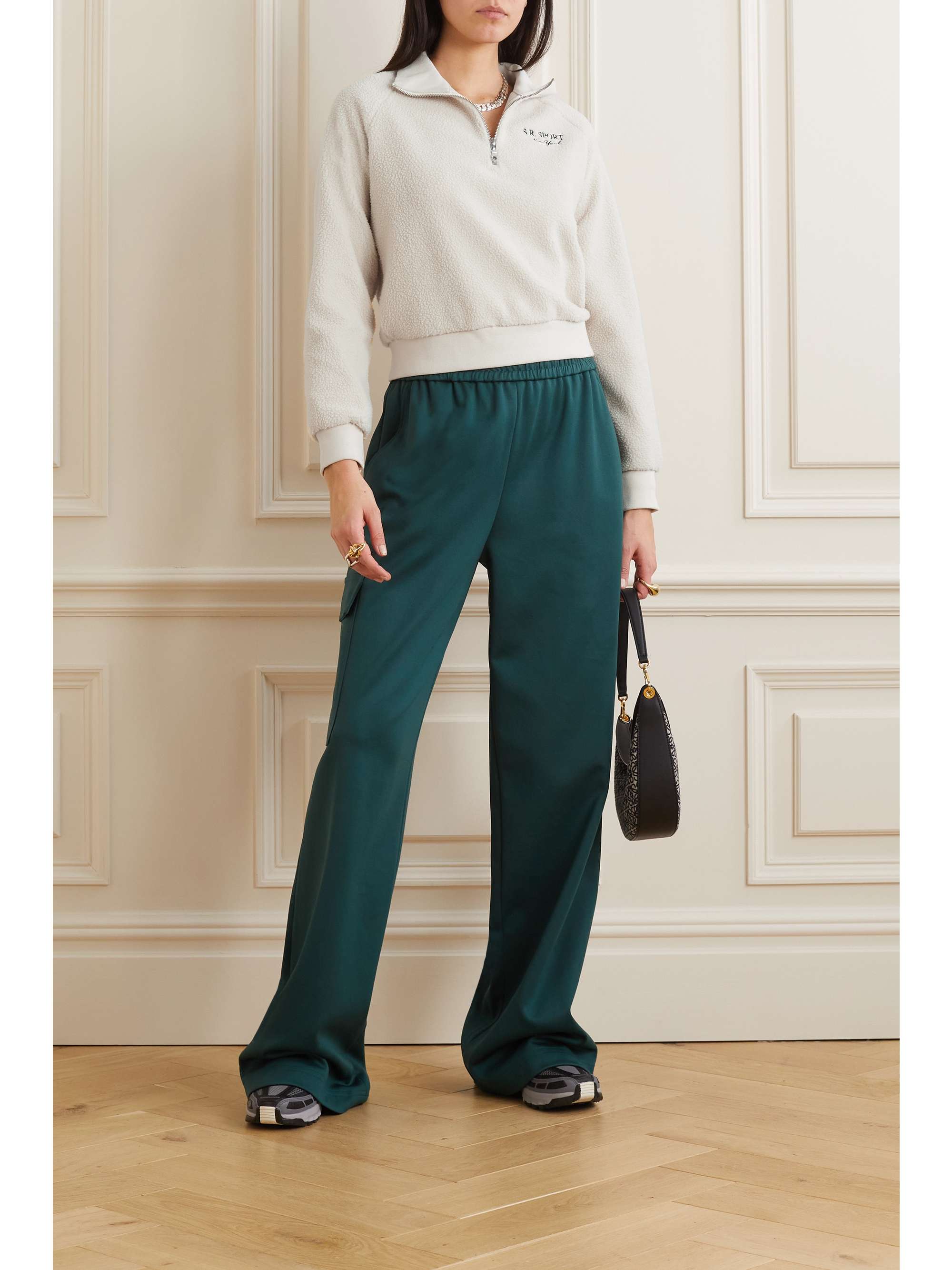 SPORTY & RICH Verkürztes Sweatshirt aus Fleece mit Stickerei