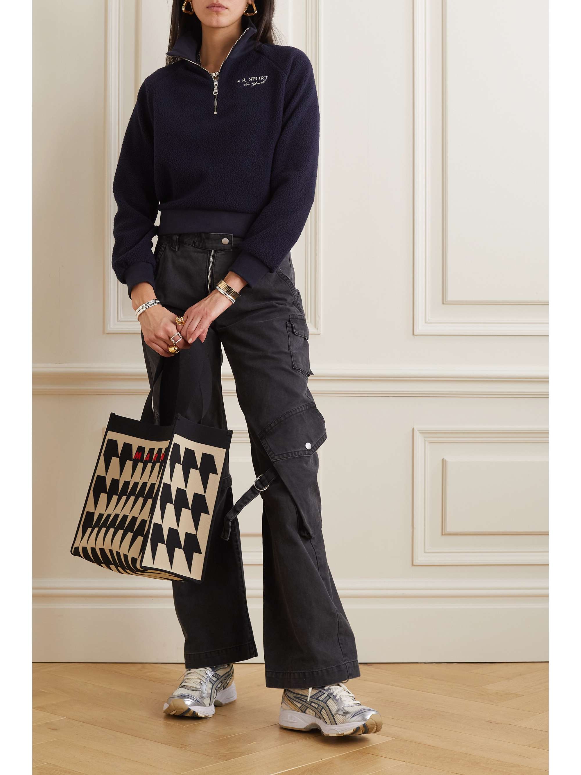 SPORTY & RICH Verkürztes Sweatshirt aus Fleece mit Stickerei